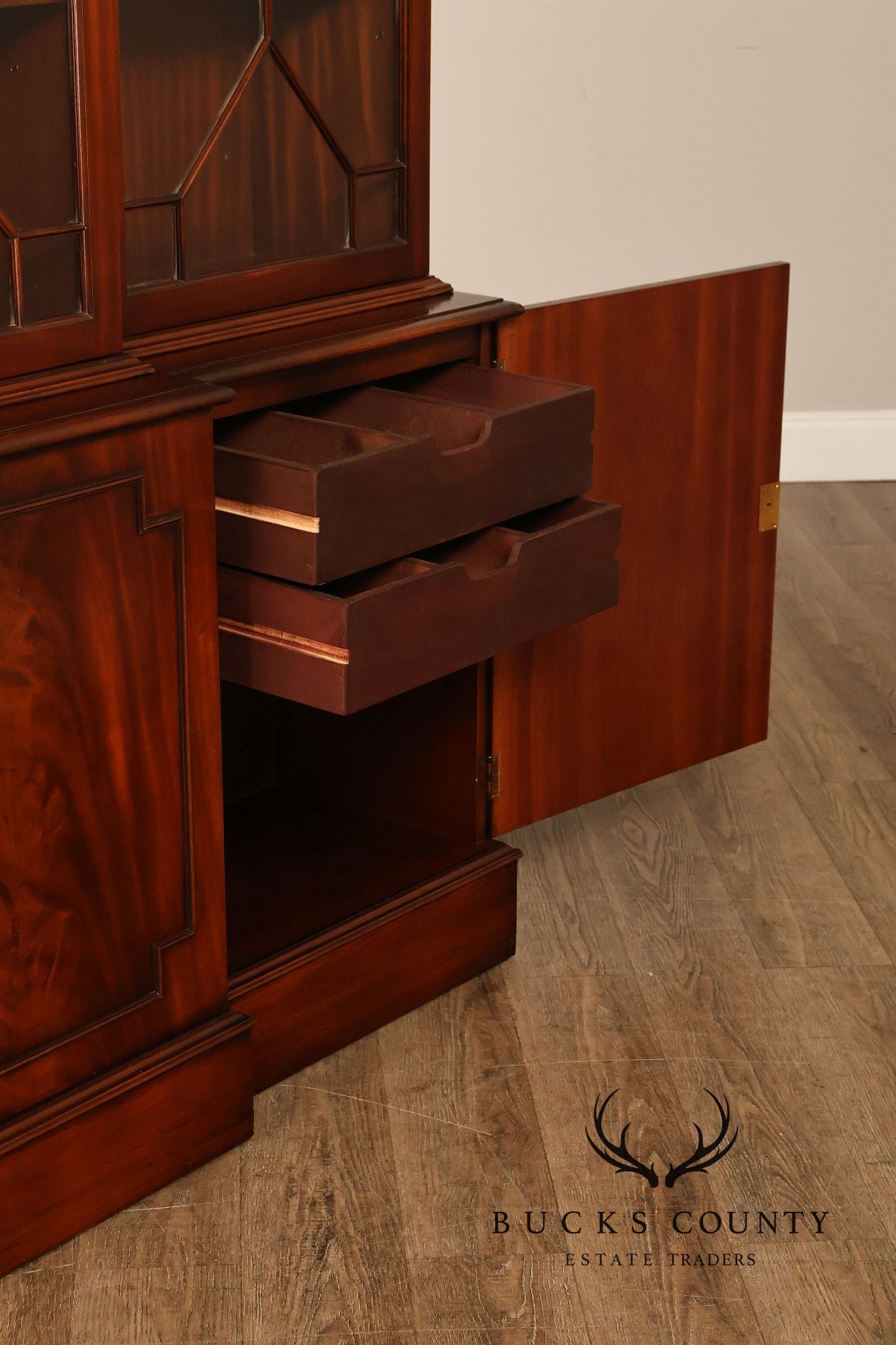 Georgian Style English Mahogany Four Door Bookcase Breakfront