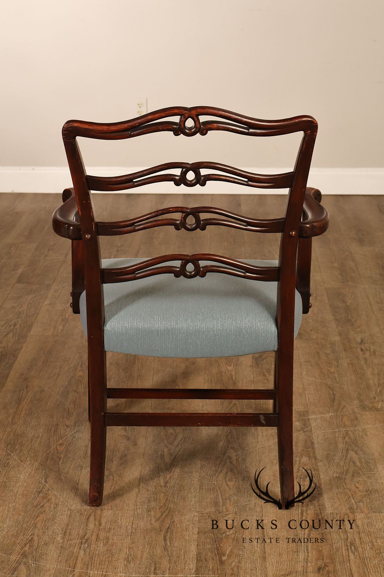 1940's Chippendale Style Set Of Six Mahogany Ladder Back Dining Chairs