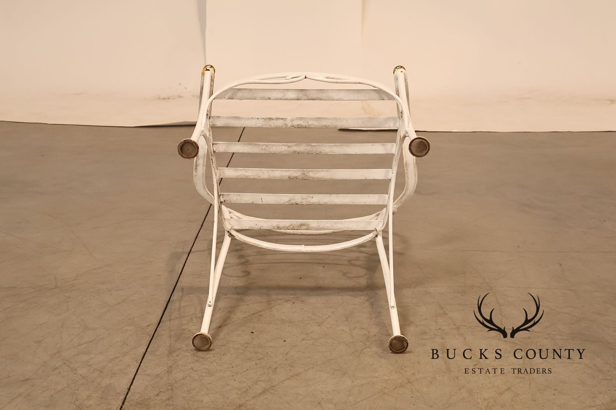Woodard Pair of Wrought Iron Outdoor 'Ribcage' Armchairs