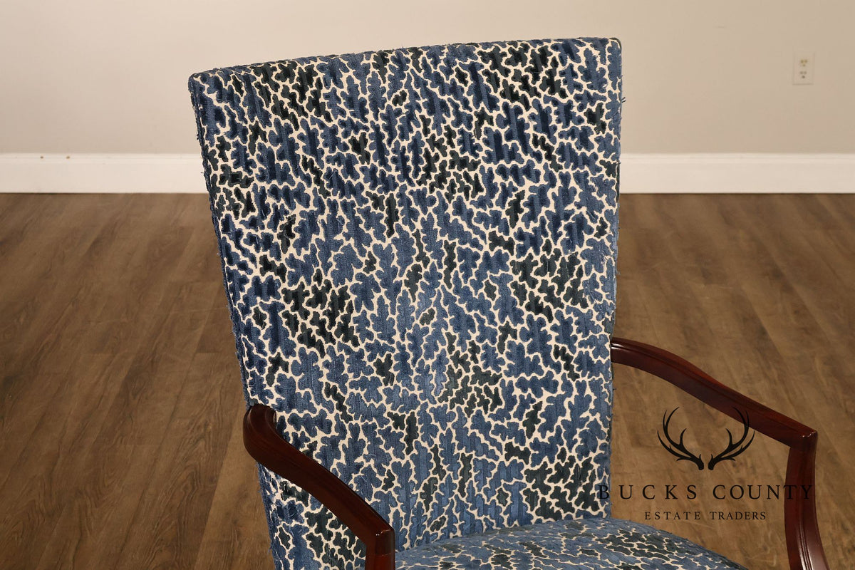 Contemporary Pair of Upholstered Dining Armchairs