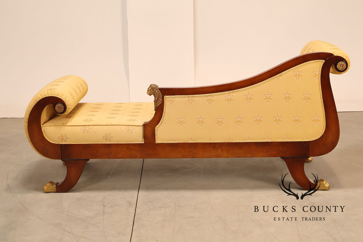 Neoclassical Empire Style Mahogany Chaise Lounge With Gilt Paw Feet