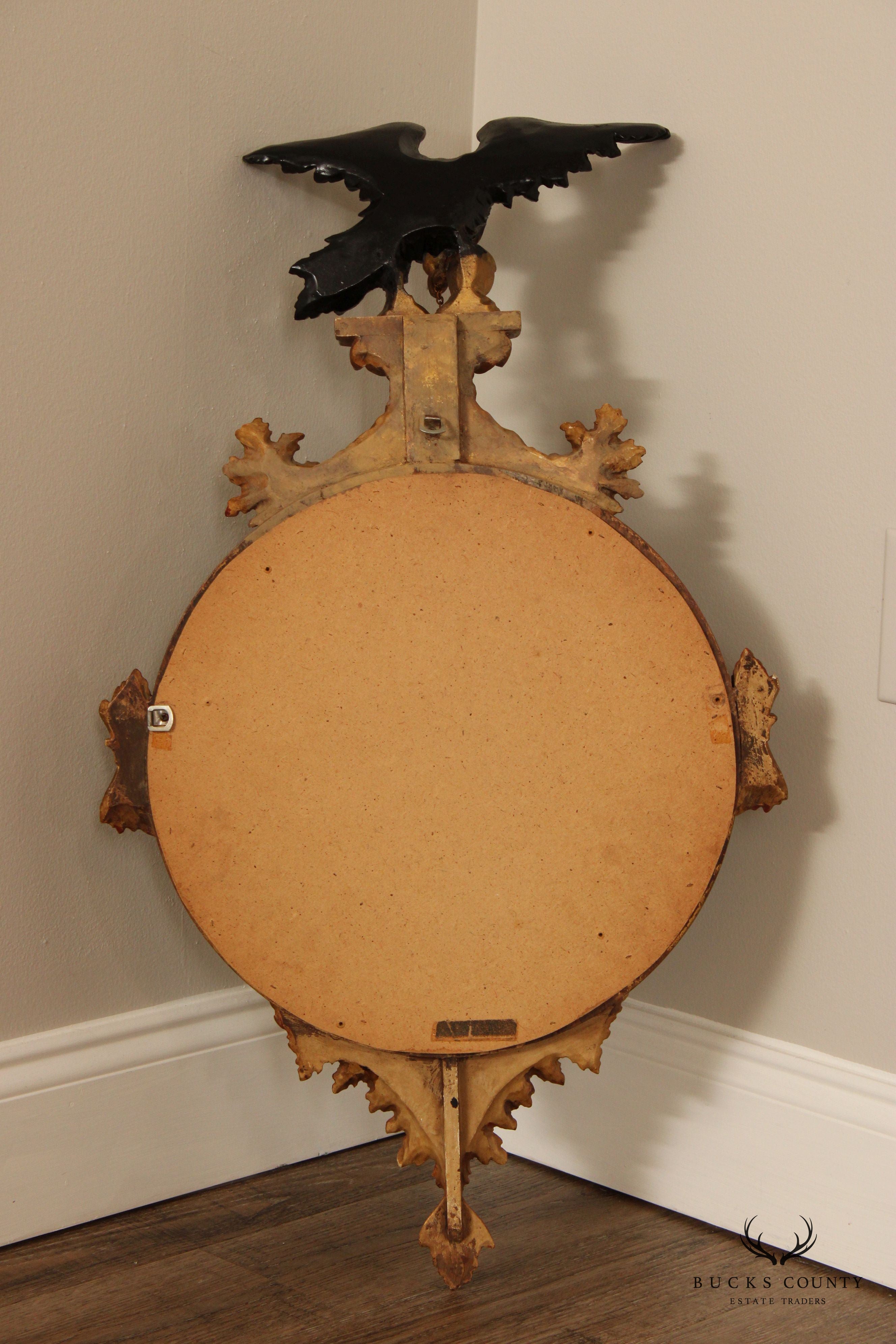 Federal Style Giltwood Eagle Carved Convex Wall Mirror