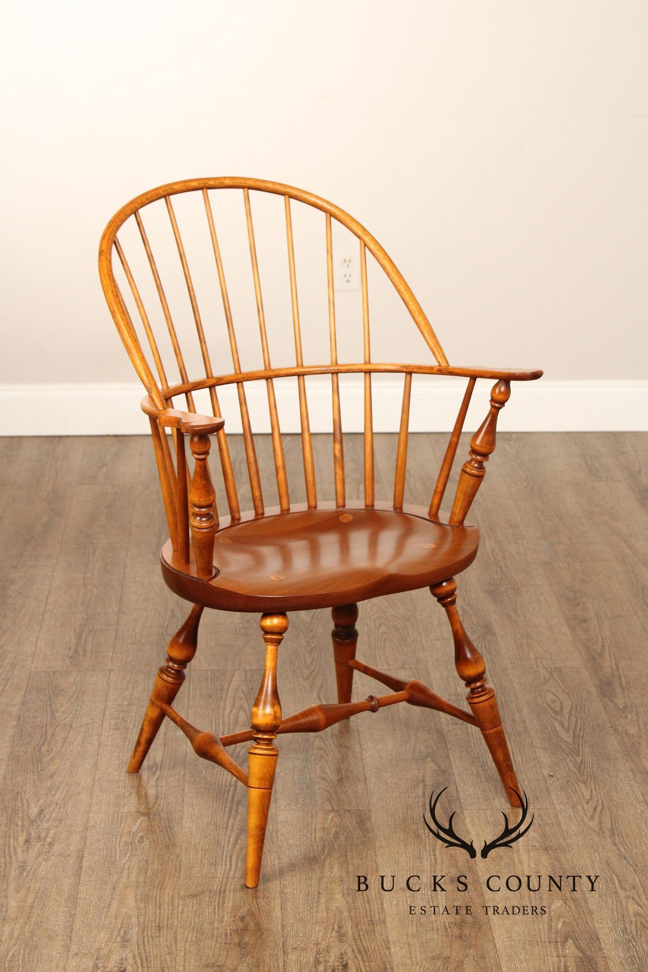 River Bend Chair Co. Pair of Mixed Wood Windsor Armchairs