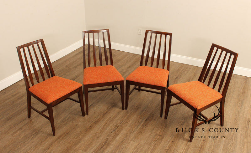 Mid Century Modern Set of Four Walnut Dining Side Chairs