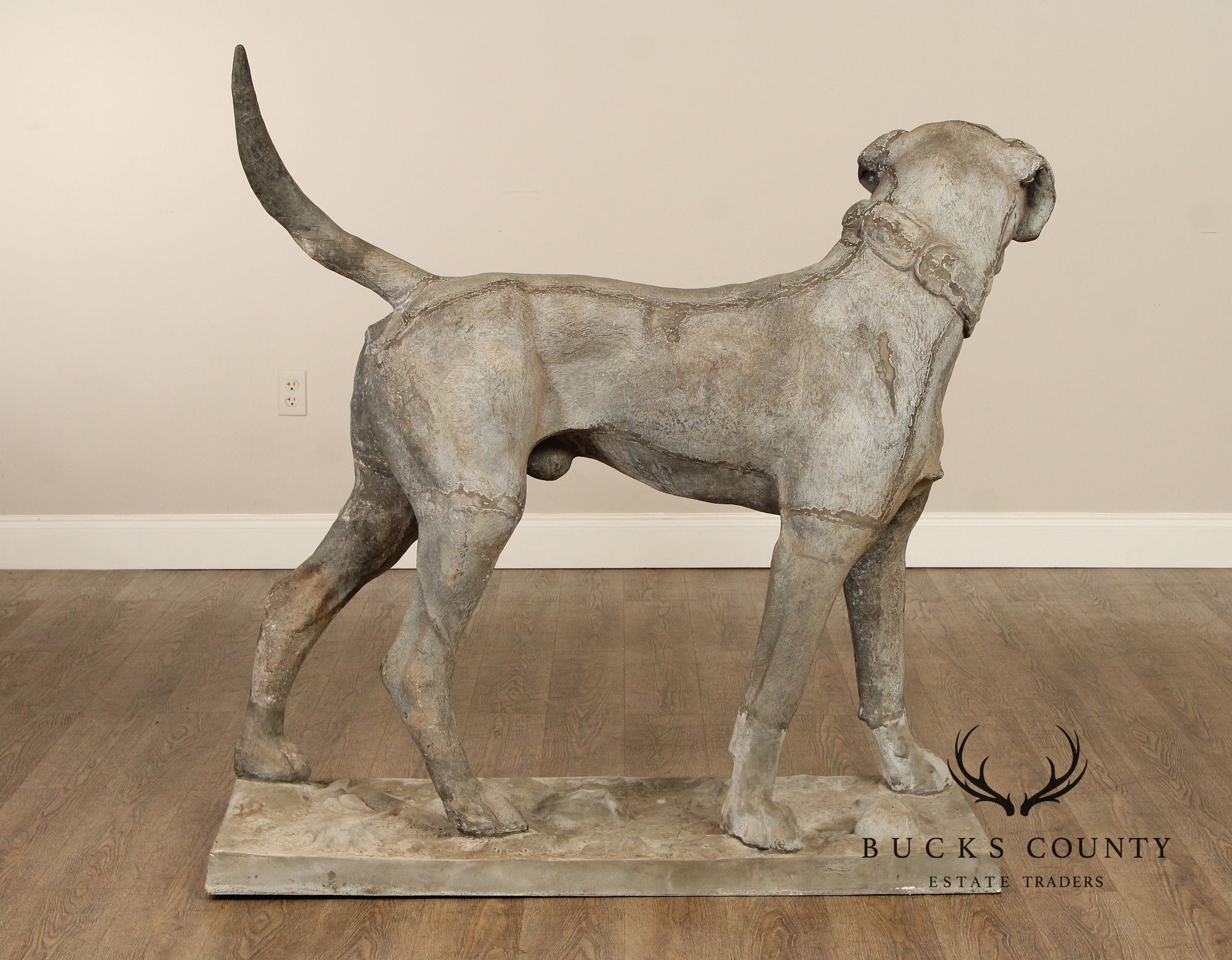 Antique J.W. Fiske Zinc Morley's Dog Statue