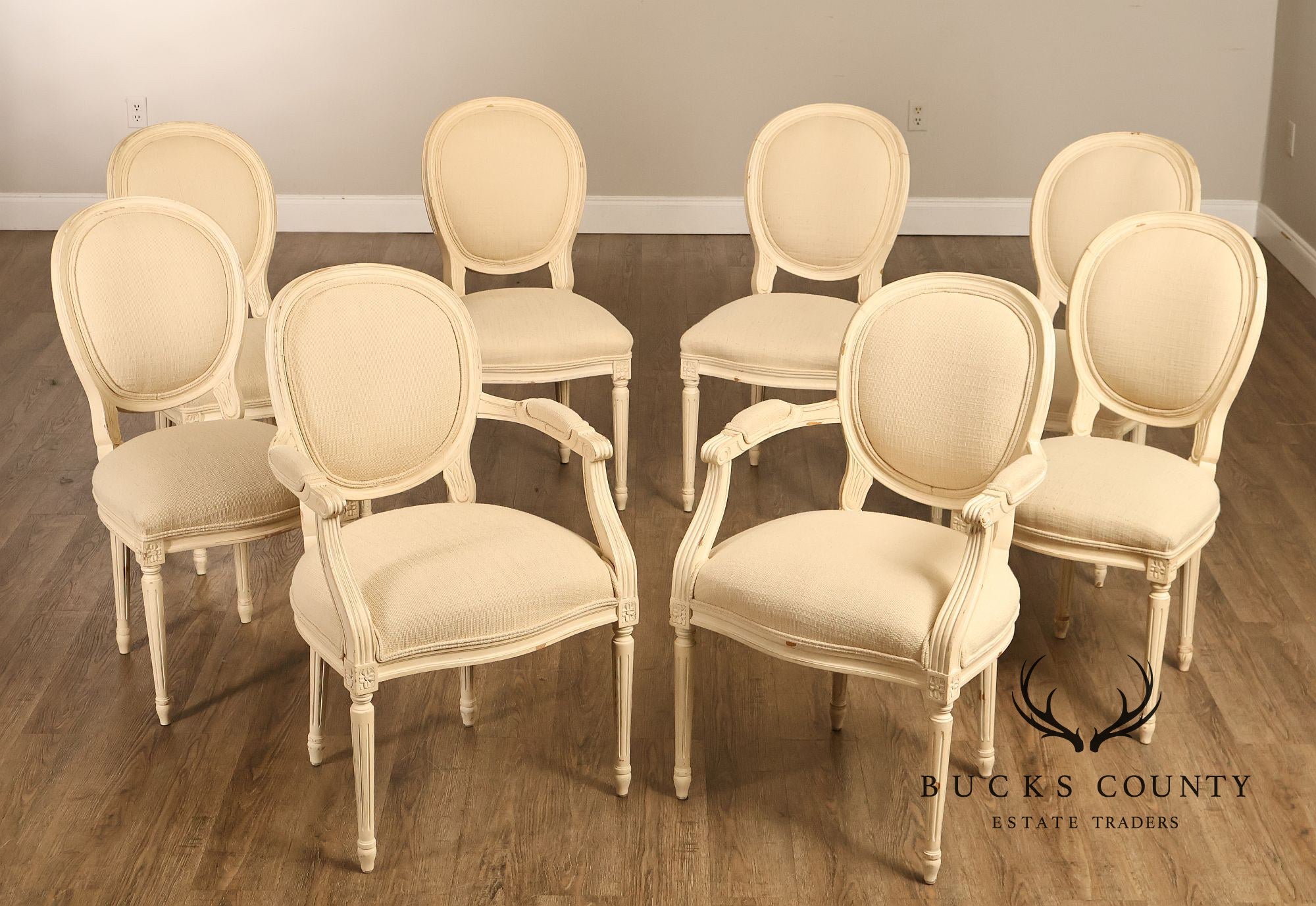 Century Furniture Set Of 8 Louis XVI Style Painted Dining Chairs