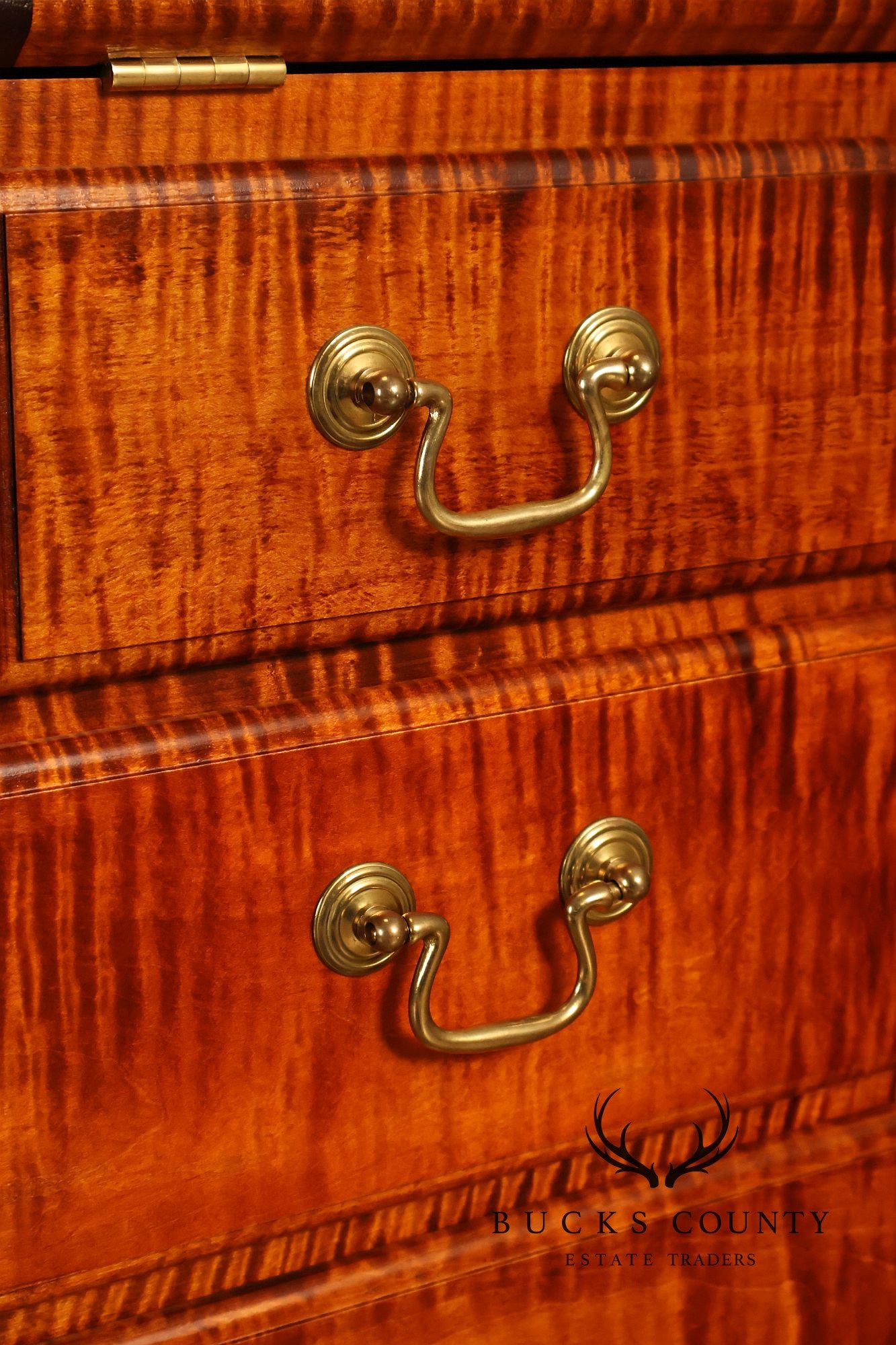 Custom Tiger Maple Slant Drop Front Secretary Desk