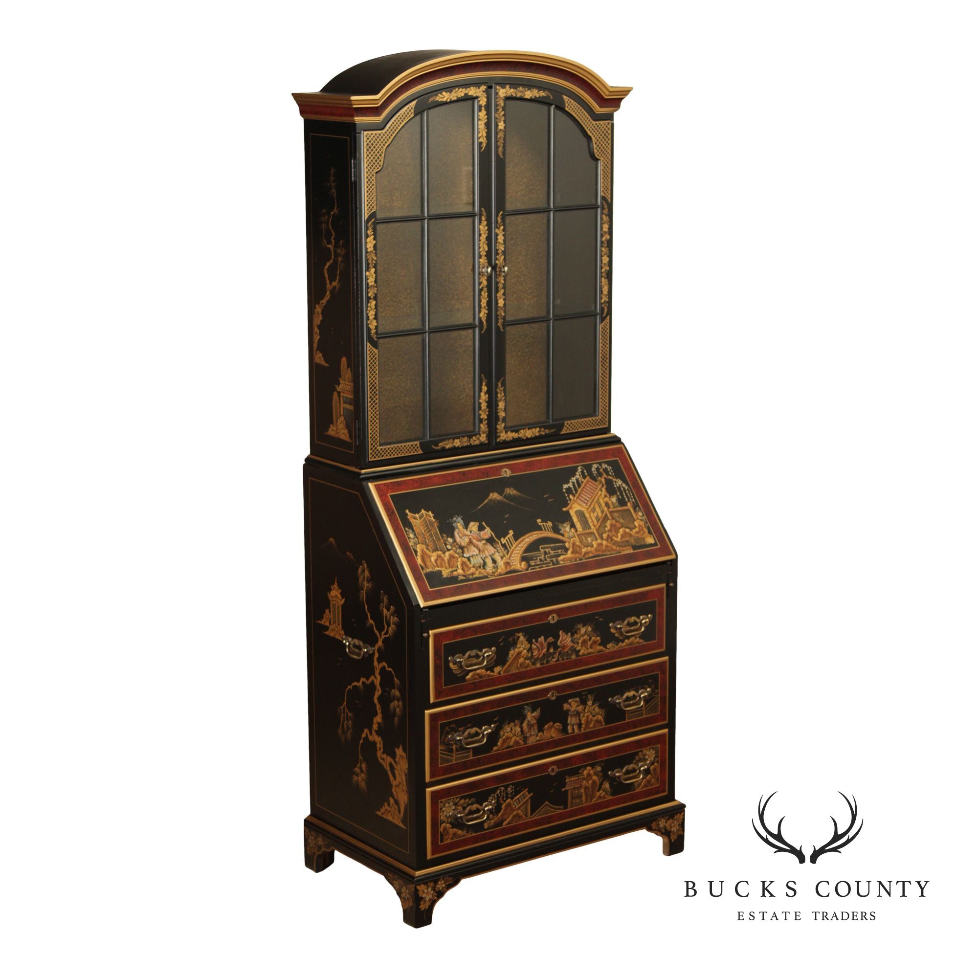 Maddox Colonial Hand Painted Chinoiserie Secretary Desk