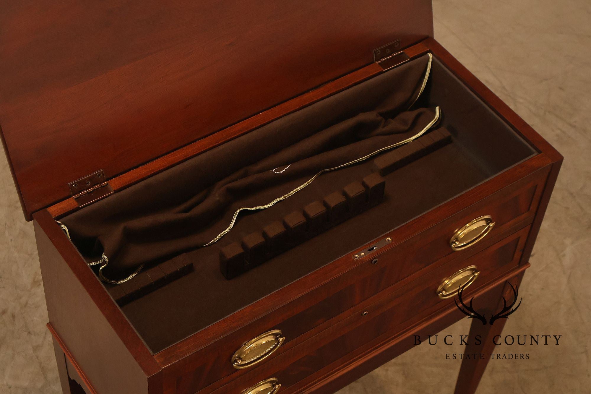 Hekman Federal Style Mahogany Inlaid Silver Chest