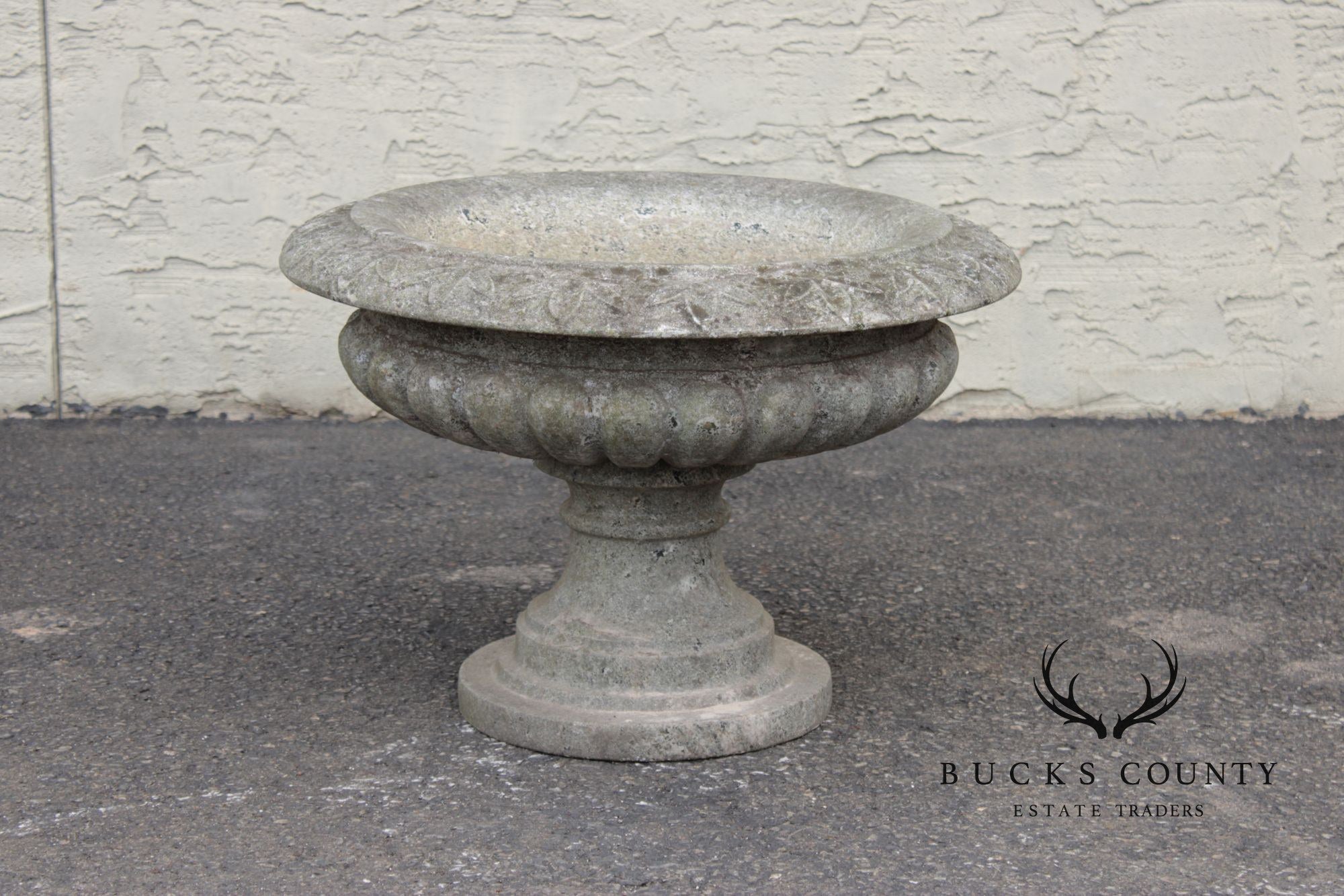 Cast Stone Vintage Pair Garden Urn Planters