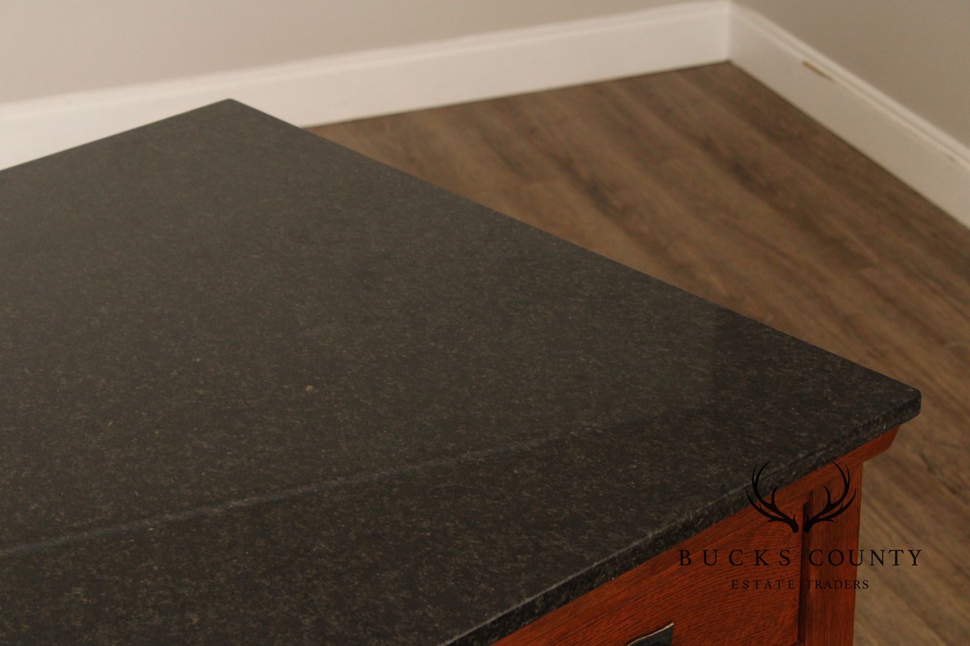 Stickley Mission Collection Granite Top Oak Kitchen Island