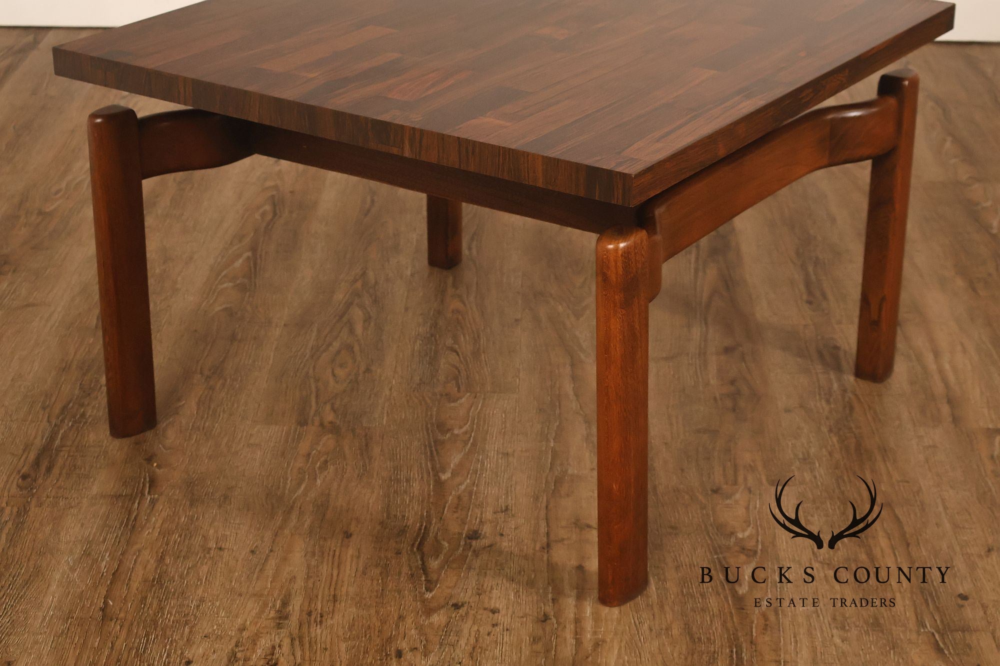 Danish Modern Vintage Square Laminate Top Teak End Table