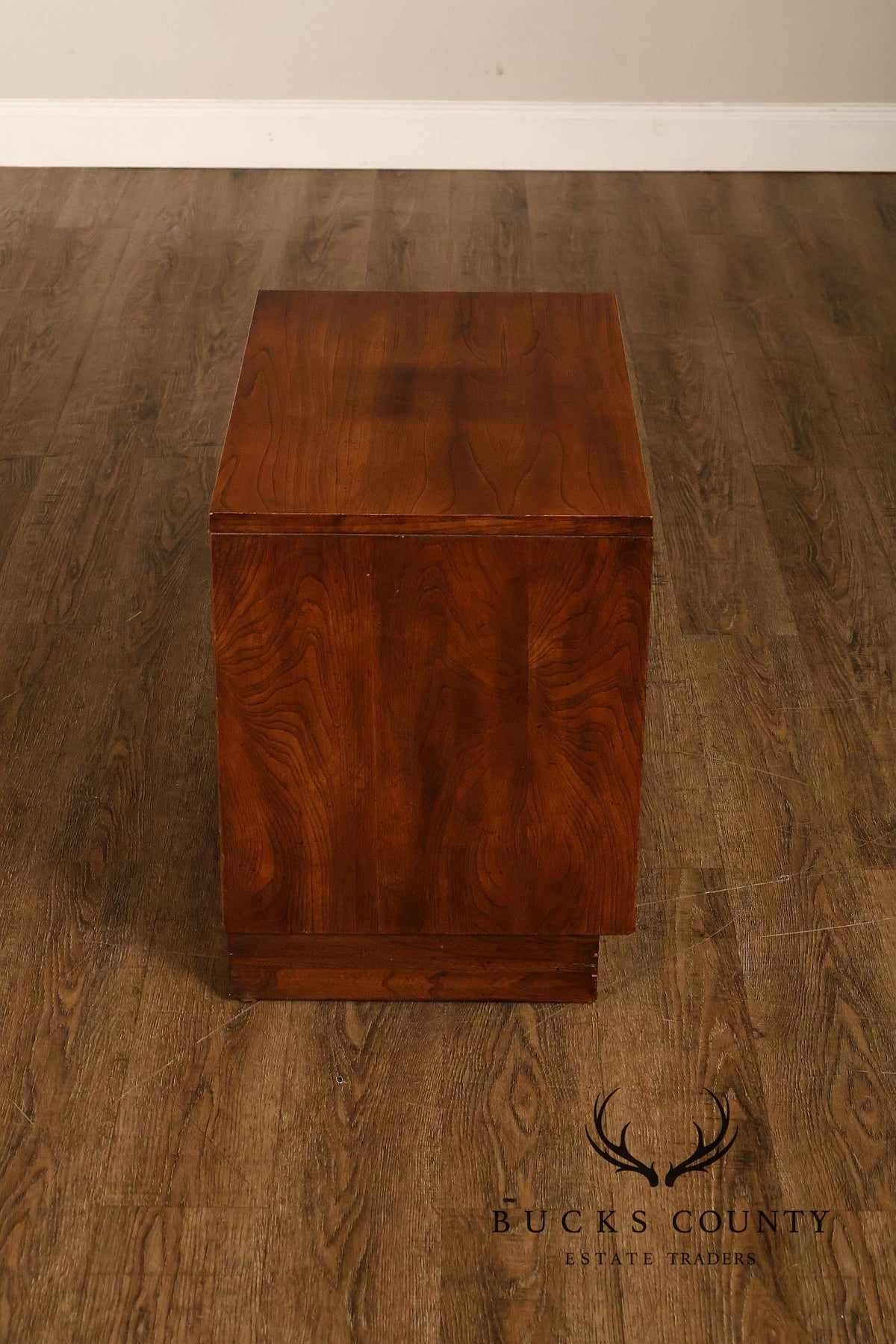 Stanley Campaign Style Pair of Walnut Bedside Chests