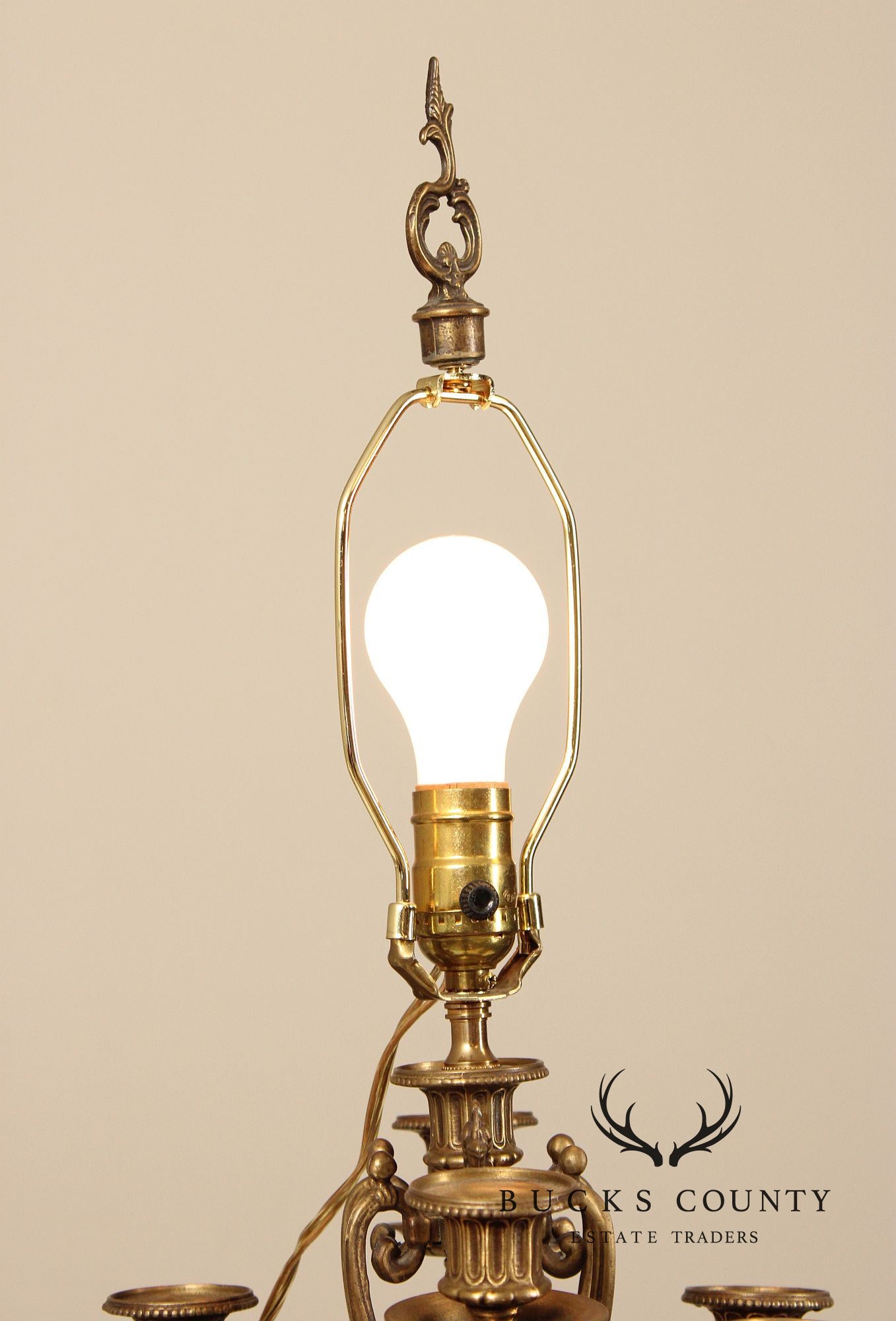 Brevettato Italian Brass and Marble Candelabrum Table Lamp