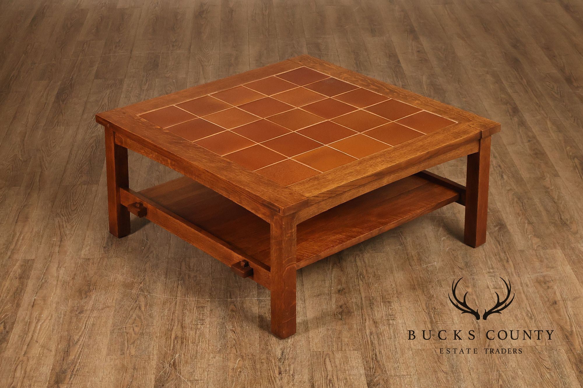 Stickley Mission Collection Oak Tile Top Coffee Table