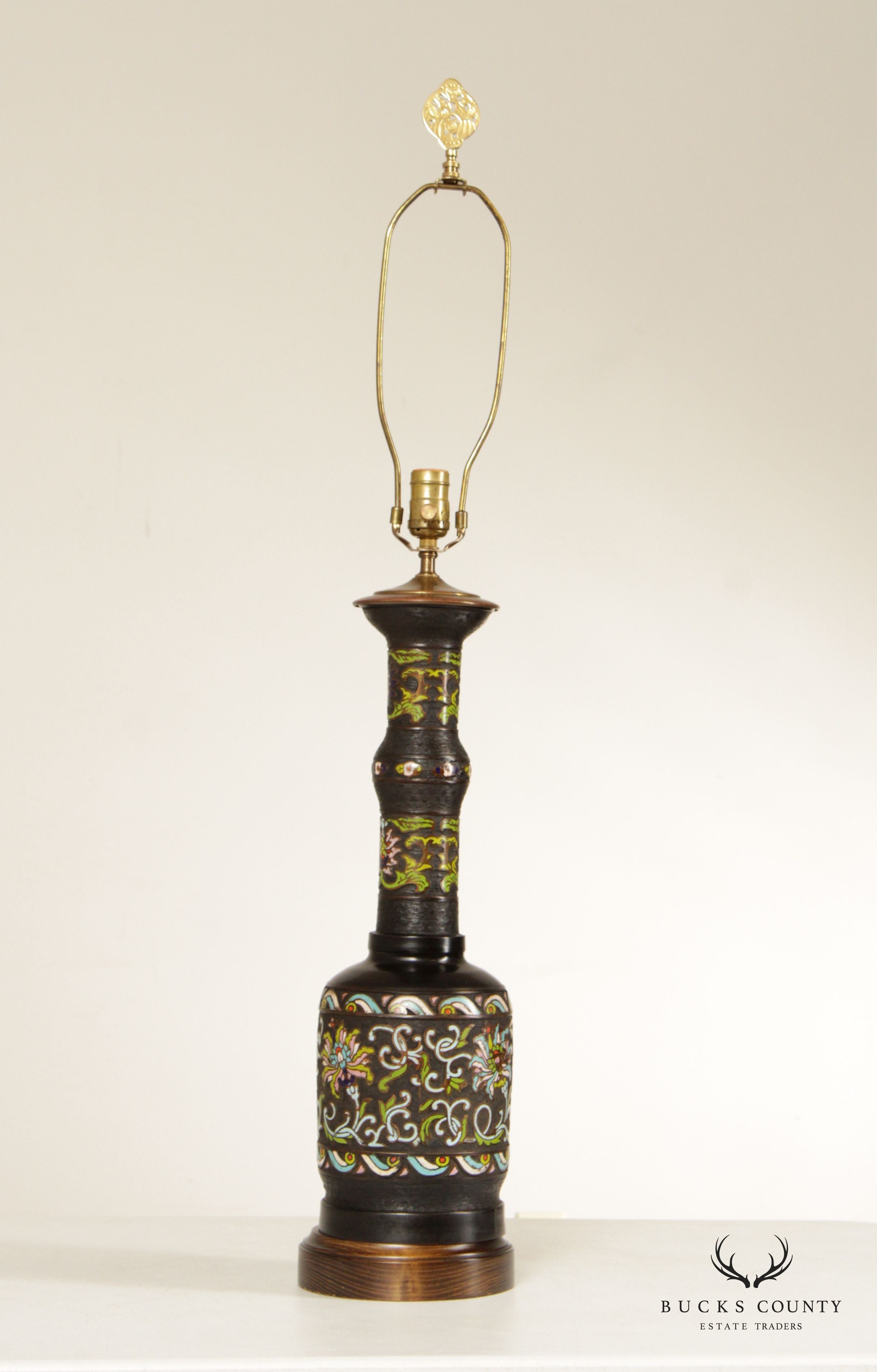 Asian Style Champlevé Enamel Bronze Table Lamp