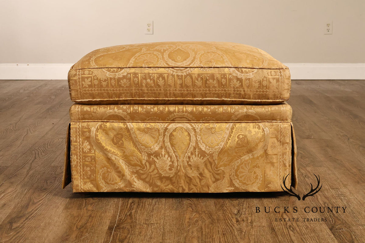 TRS Furniture Traditional Gold D amask Upholstered Lounge Chair And Ottoman