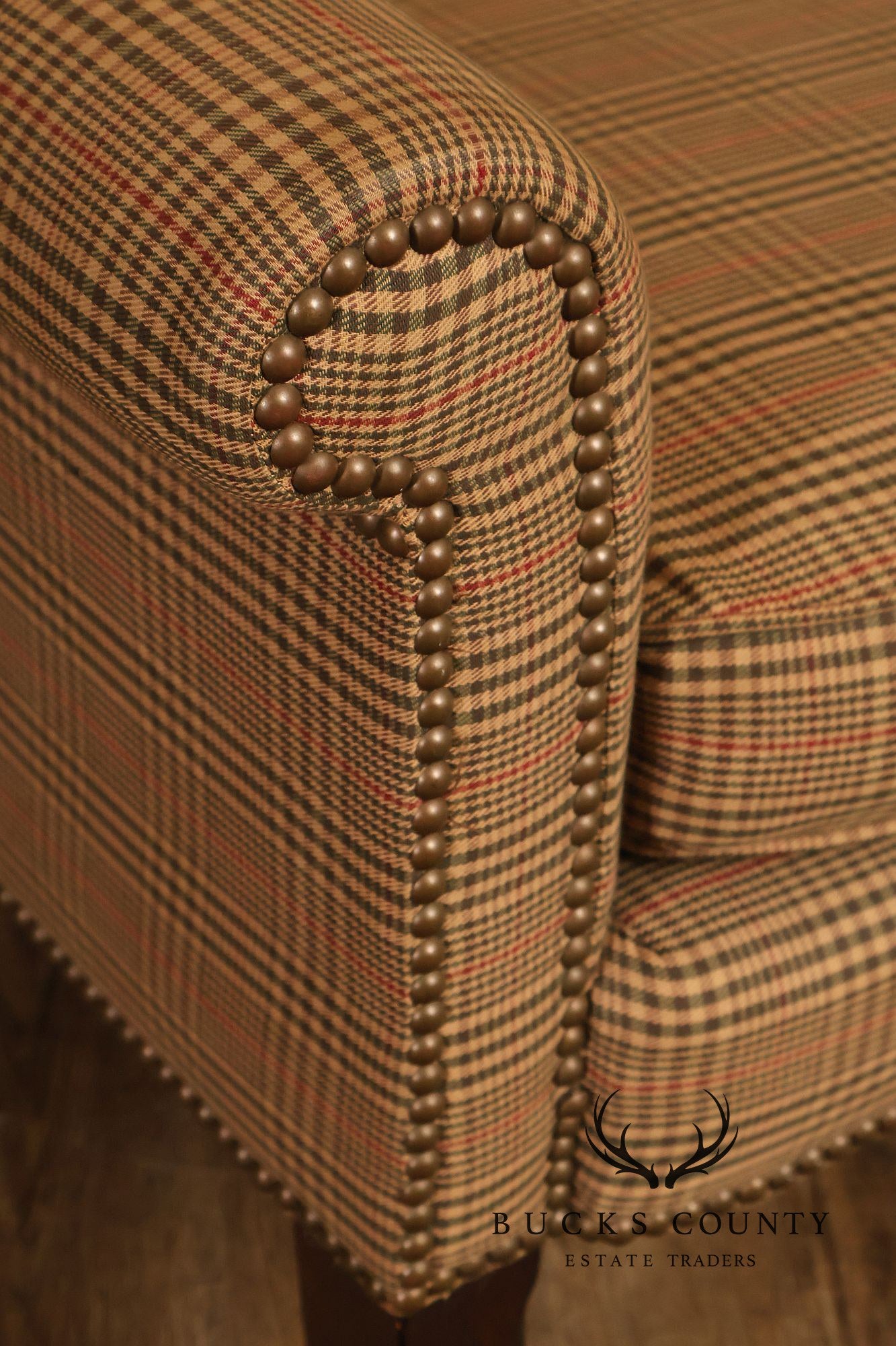 Ralph Lauren Traditional Plaid Upholstered Wingback Lounge Chairs