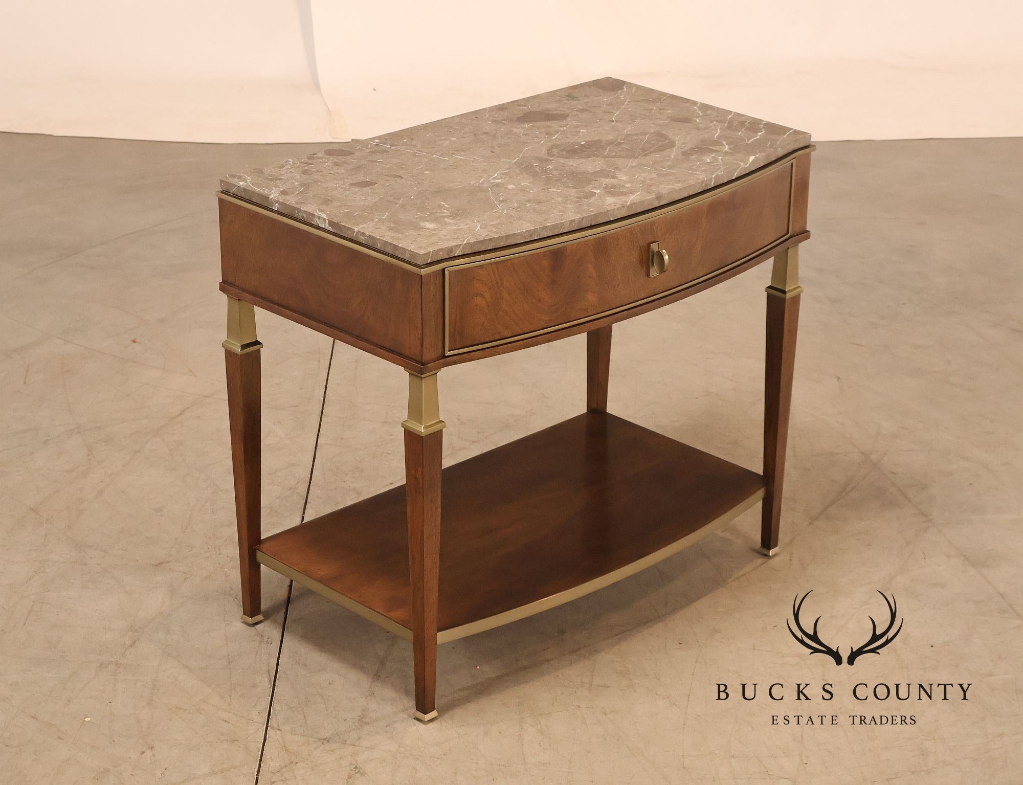 Johnathan Charles 'Barcelona' Marble Top Walnut Nightstand