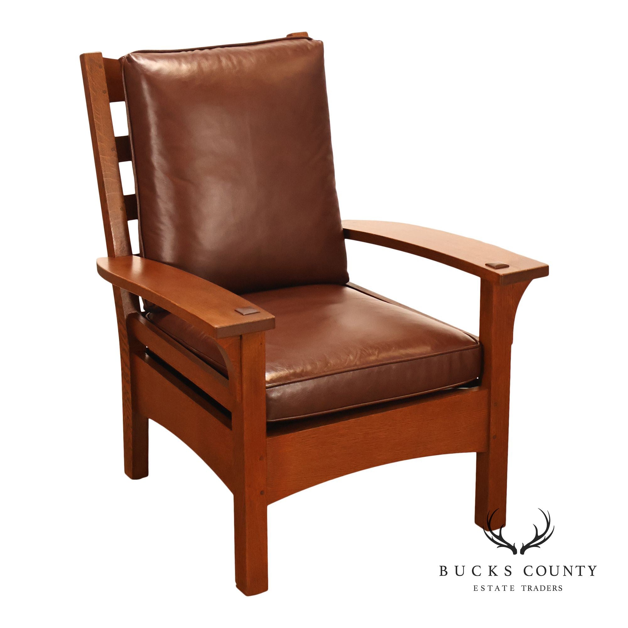 Stickley Mission Collection Oak And Leather Lounge Chair