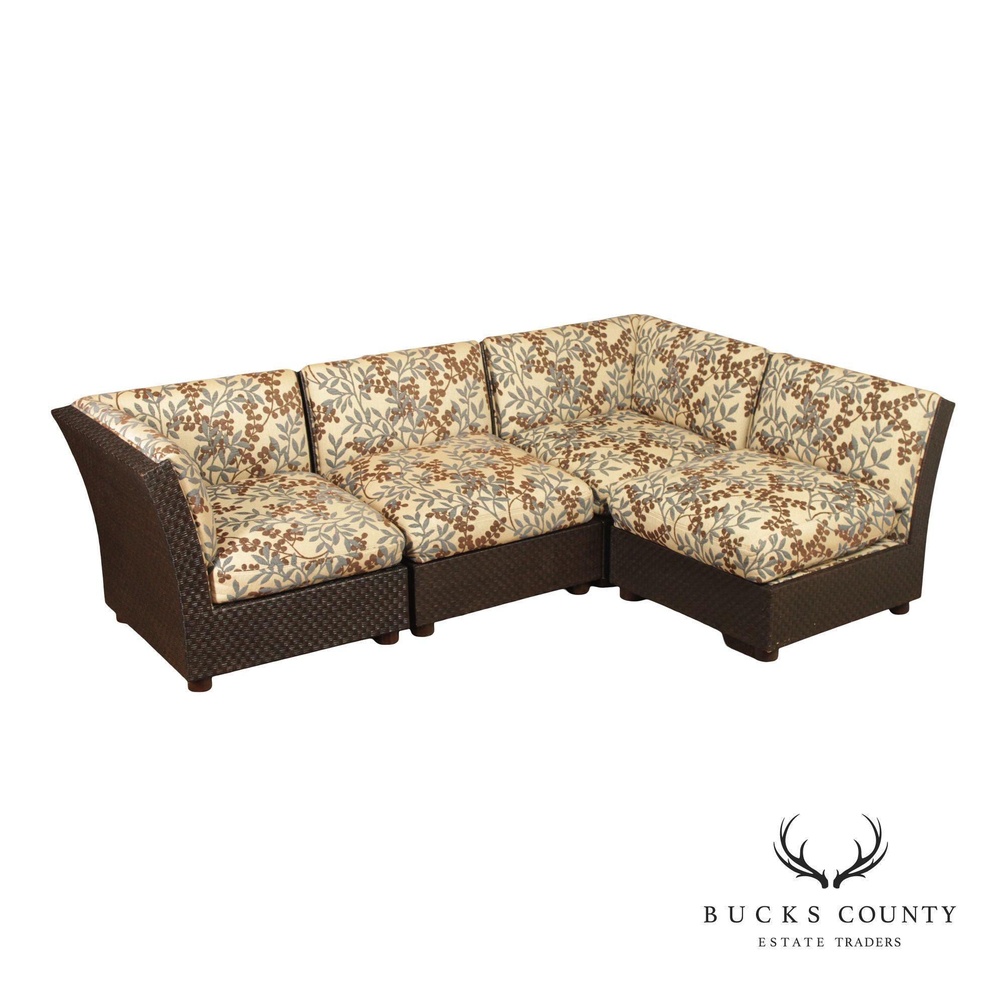 Orlando Diaz-Azcuy For McGuire Cambay Woven Wicker4 Part Sectional Sofa