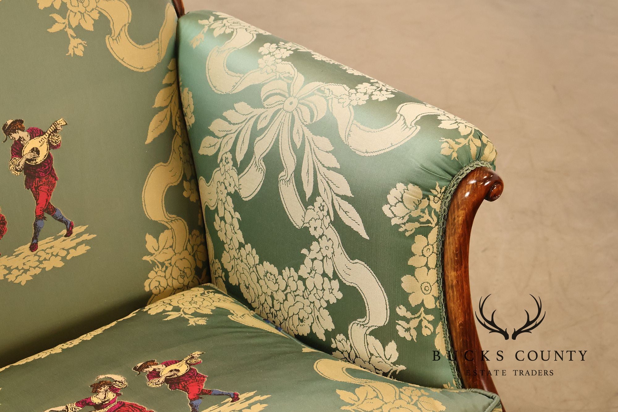 Colombo Mobili Louis XVI Style Pair Of Upholstered Bergeres Armchairs