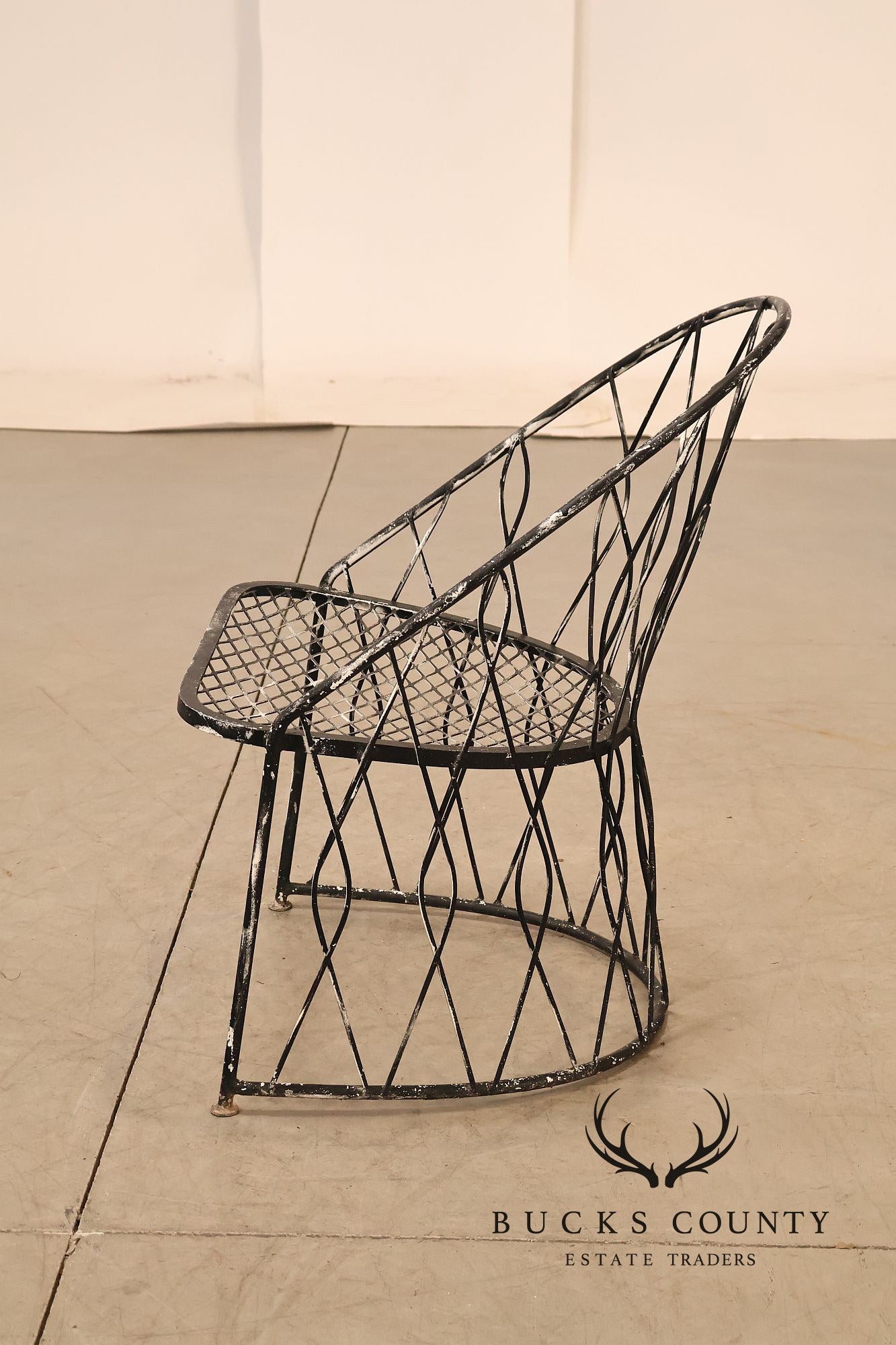 Salterini Wrought Iron Outdoor Patio Barrel Armchair