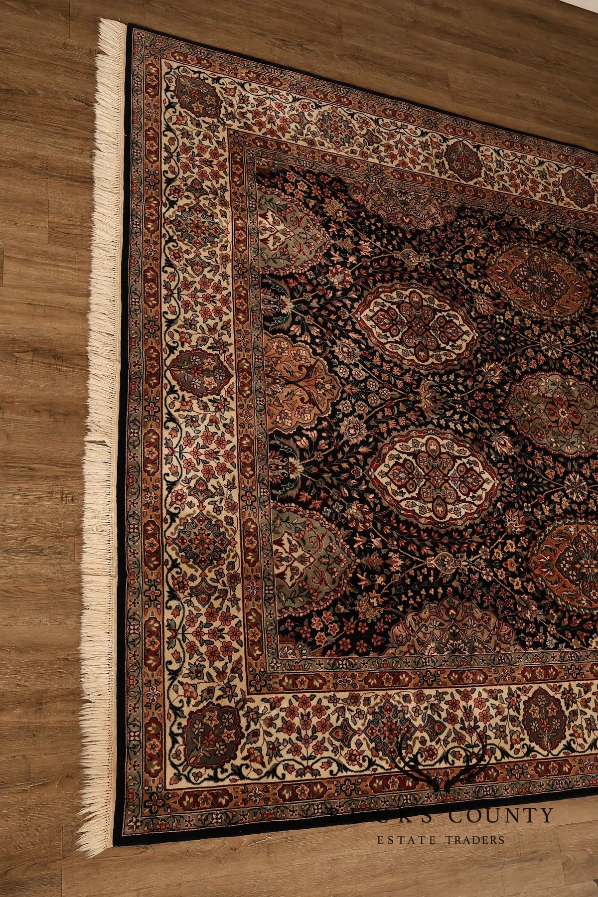 Hand Knotted Persian Style Area Rug With Medallion And Floral Motif