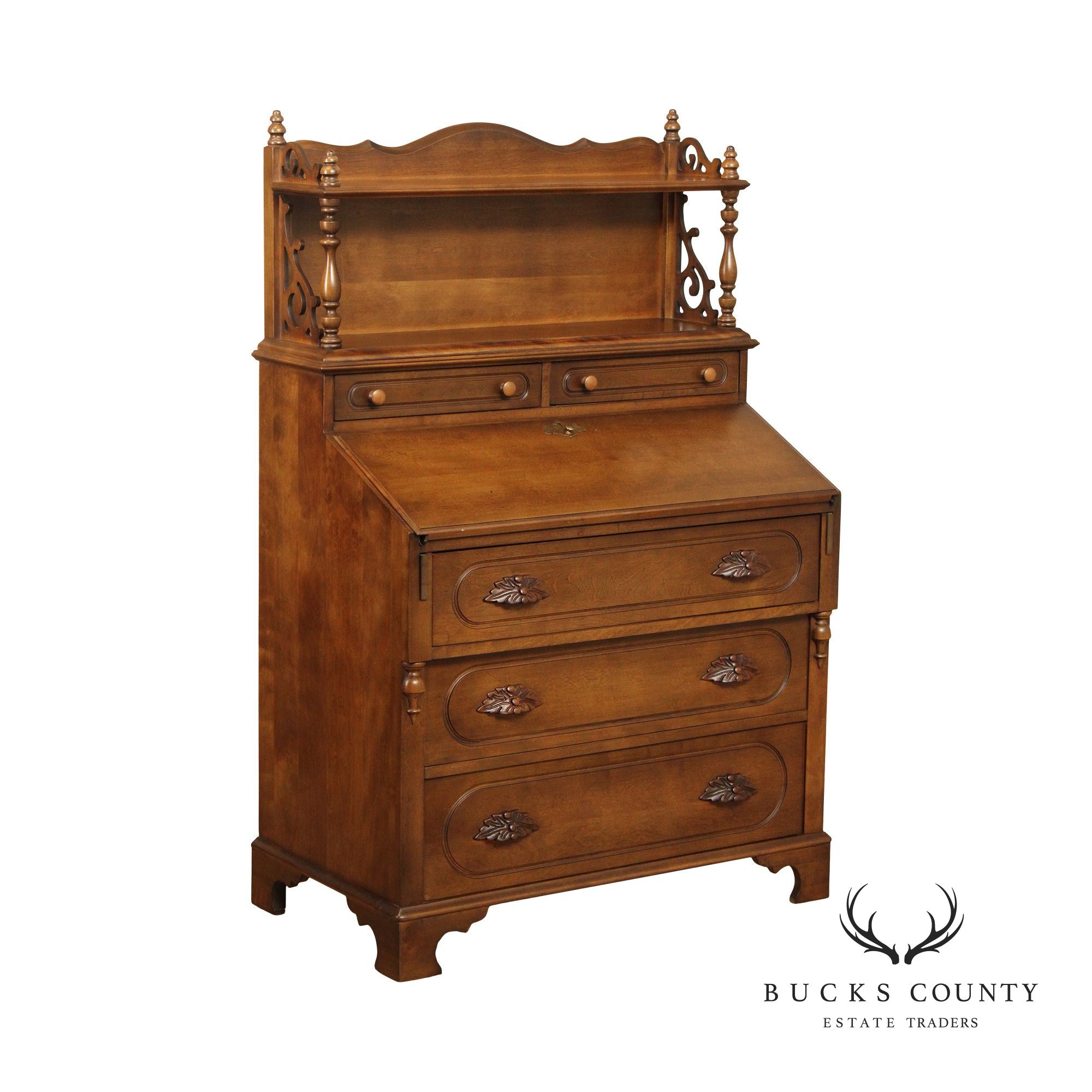 Victorian Style Cherry Drop Front Writing Desk