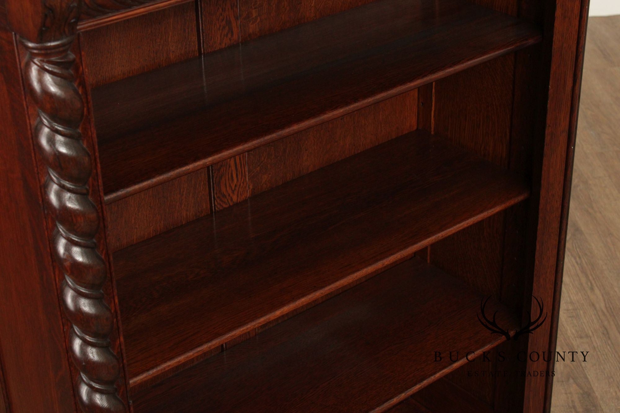 Antique Victorian Oak Barley Twist Bookcase