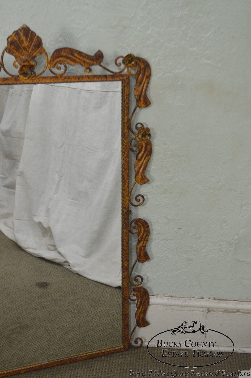 Rococo Style Italian Gilt Metal Frame Wall Mirror