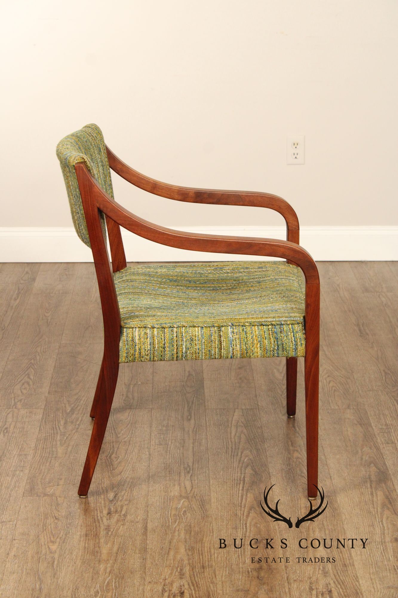 Mid Century Modern Pair of Walnut Frame Armchairs