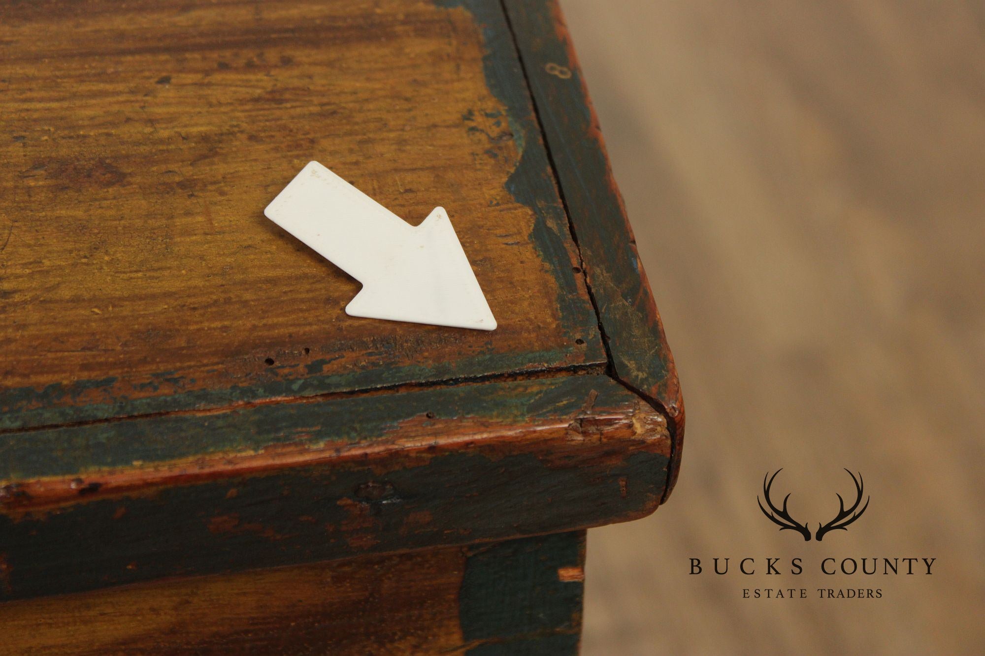 Antique Dome Top Grain Painted Pine Blanket Chest