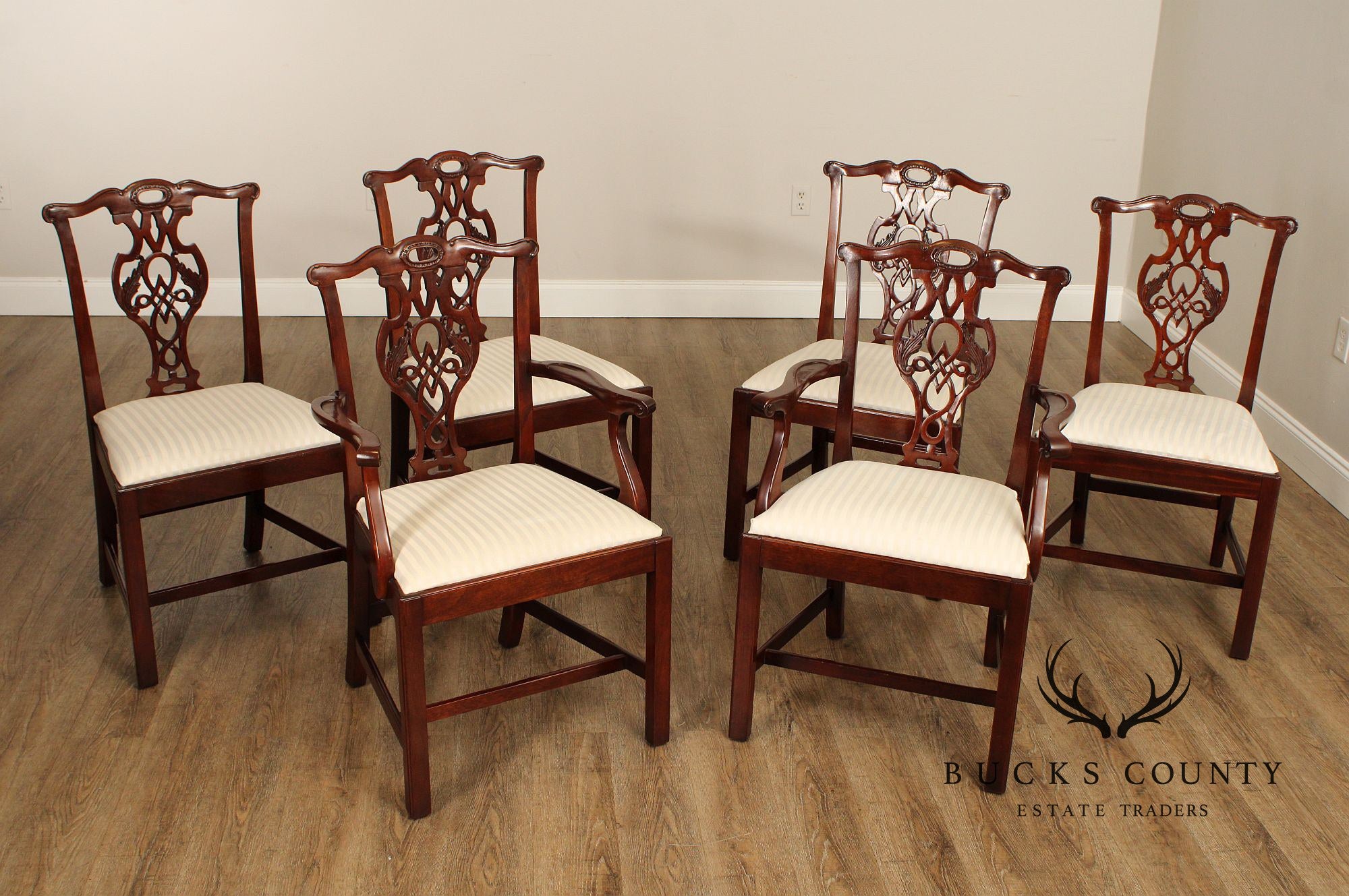 Baker Furniture  Chippendale Style Set of Six Mahogany Dining Chairs