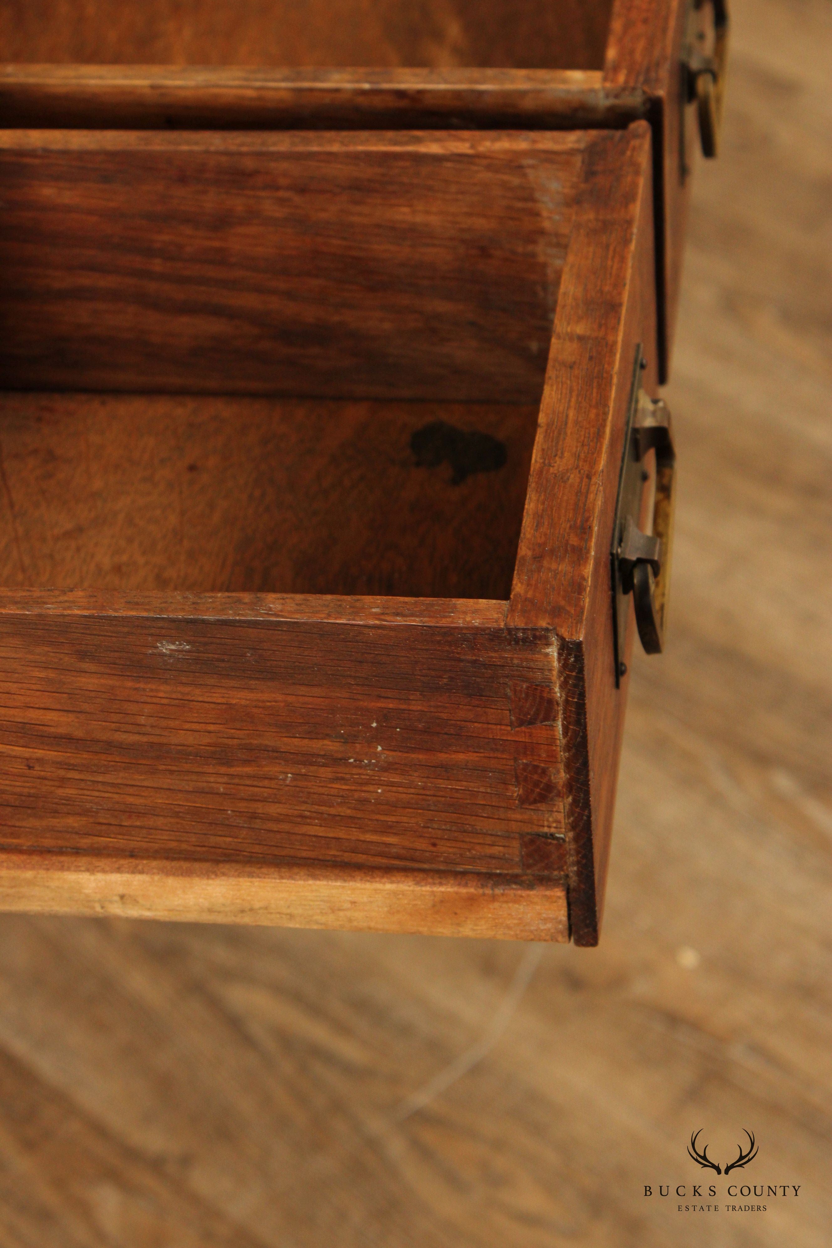 Stickley Brothers Antique Oak and Pewter Writing Desk