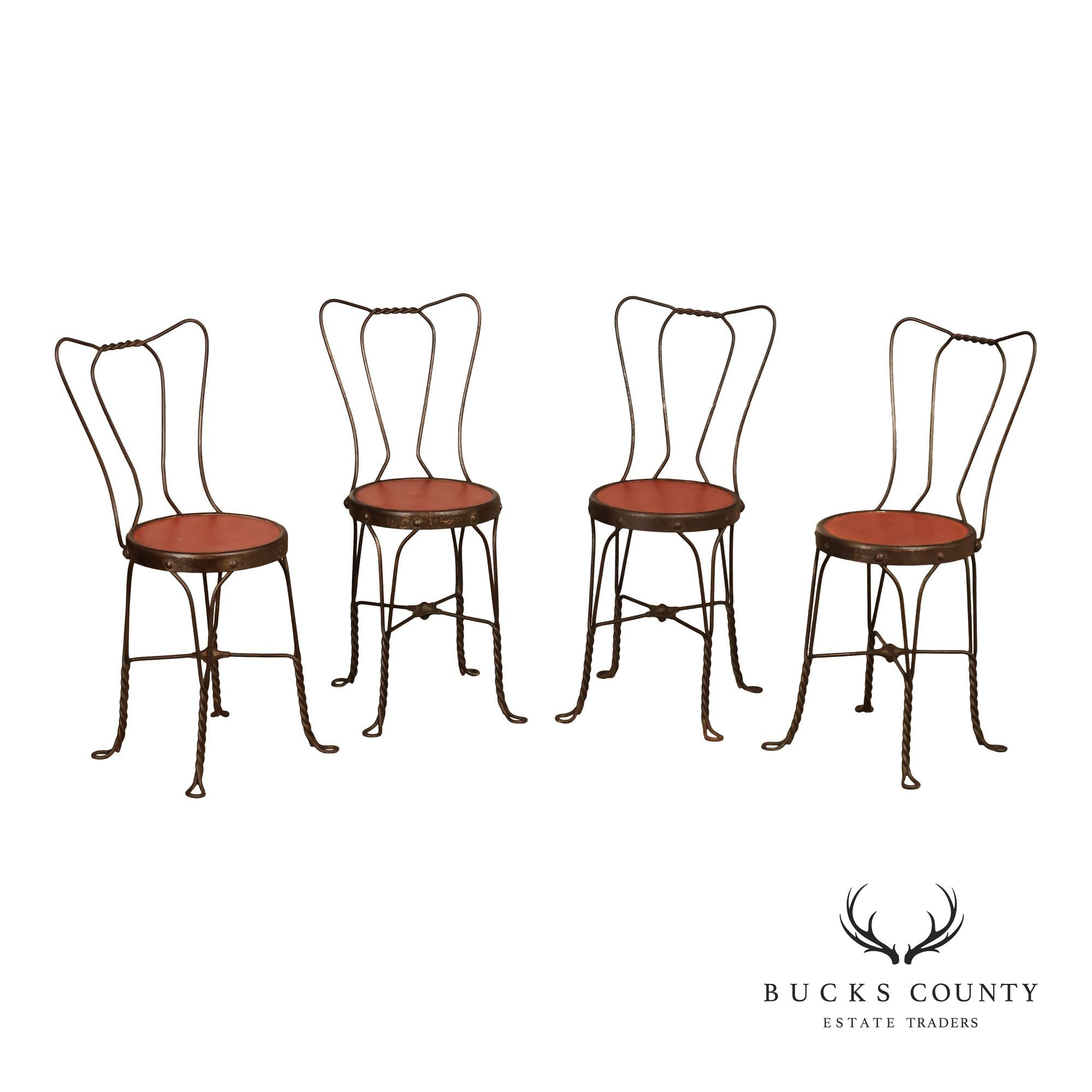 Set of 4 Vintage Wrought Iron Ice Cream Parlor Chairs