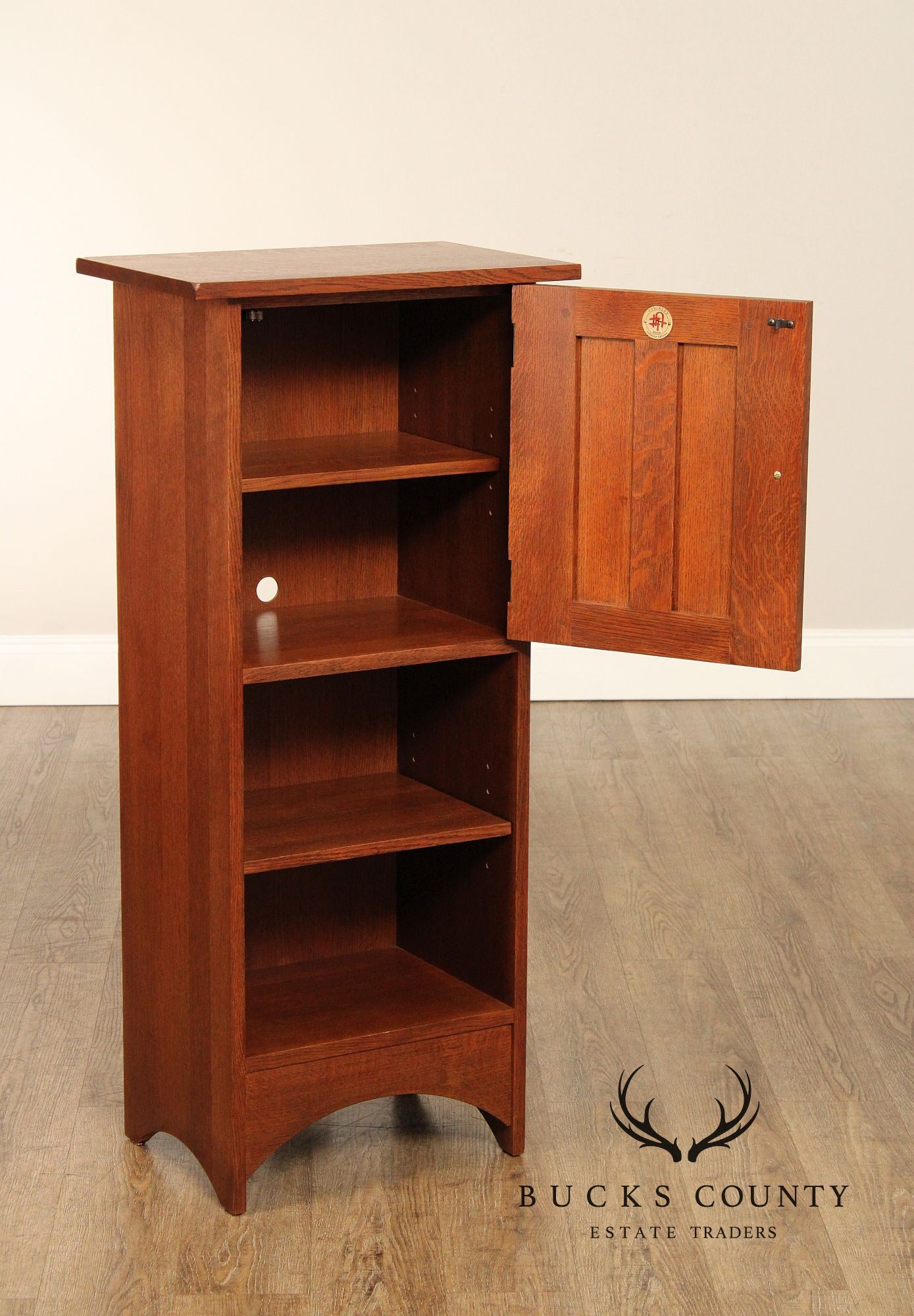 Stickley Mission Collection Inlaid Oak Harvey Ellis Bookcase Cabinet