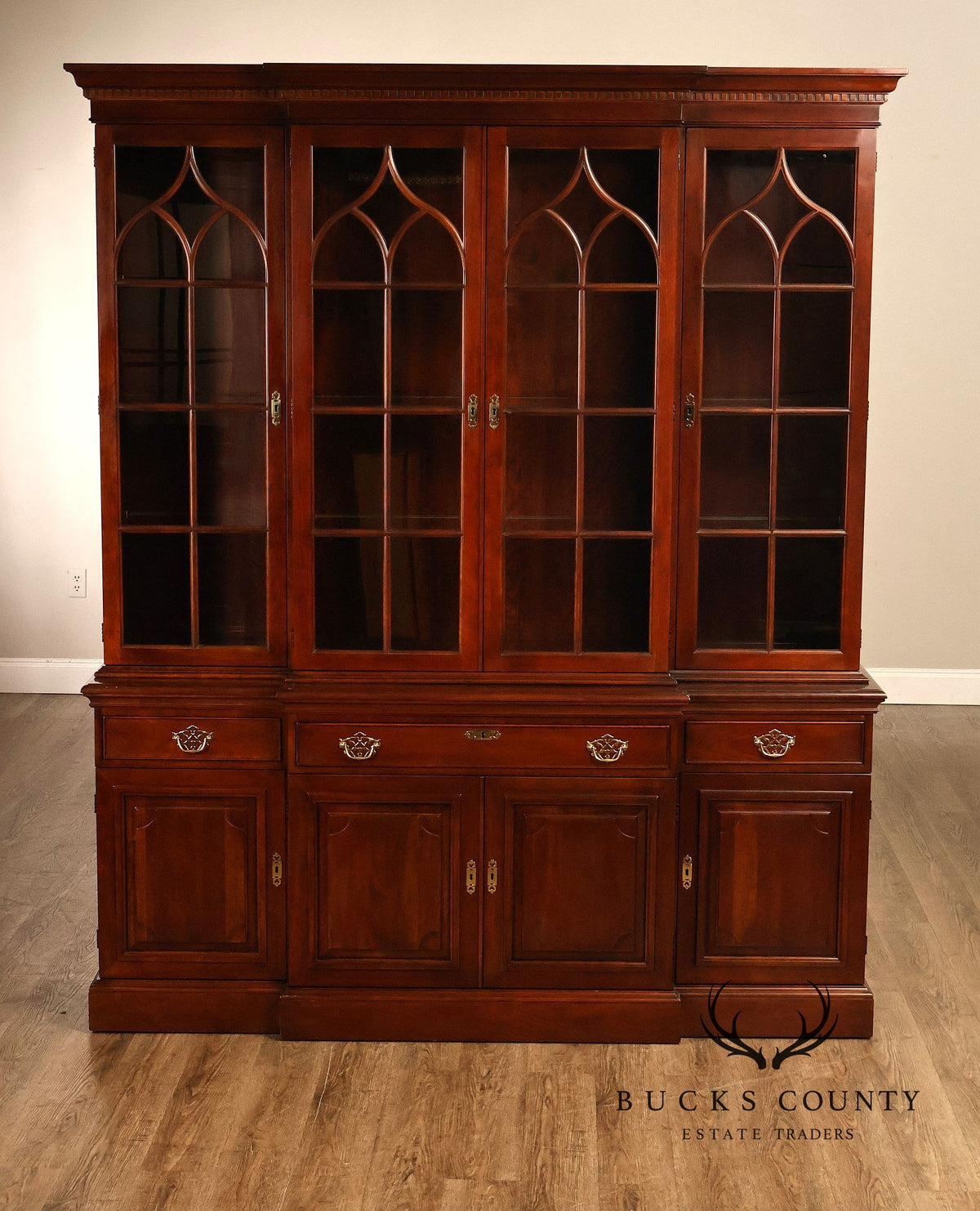 Statton Trutype Americana Cherry Breakfront China Cabinet