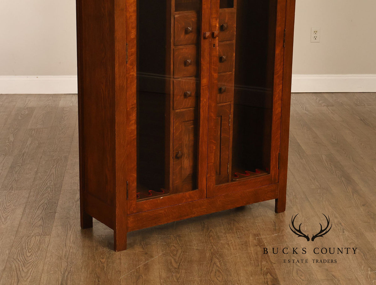 Antique Grand Rapids Mission Oak Gun Cabinet