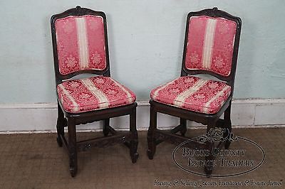 Quality Set of 6 French Country Walnut Side Dining Chairs By Interior Craft