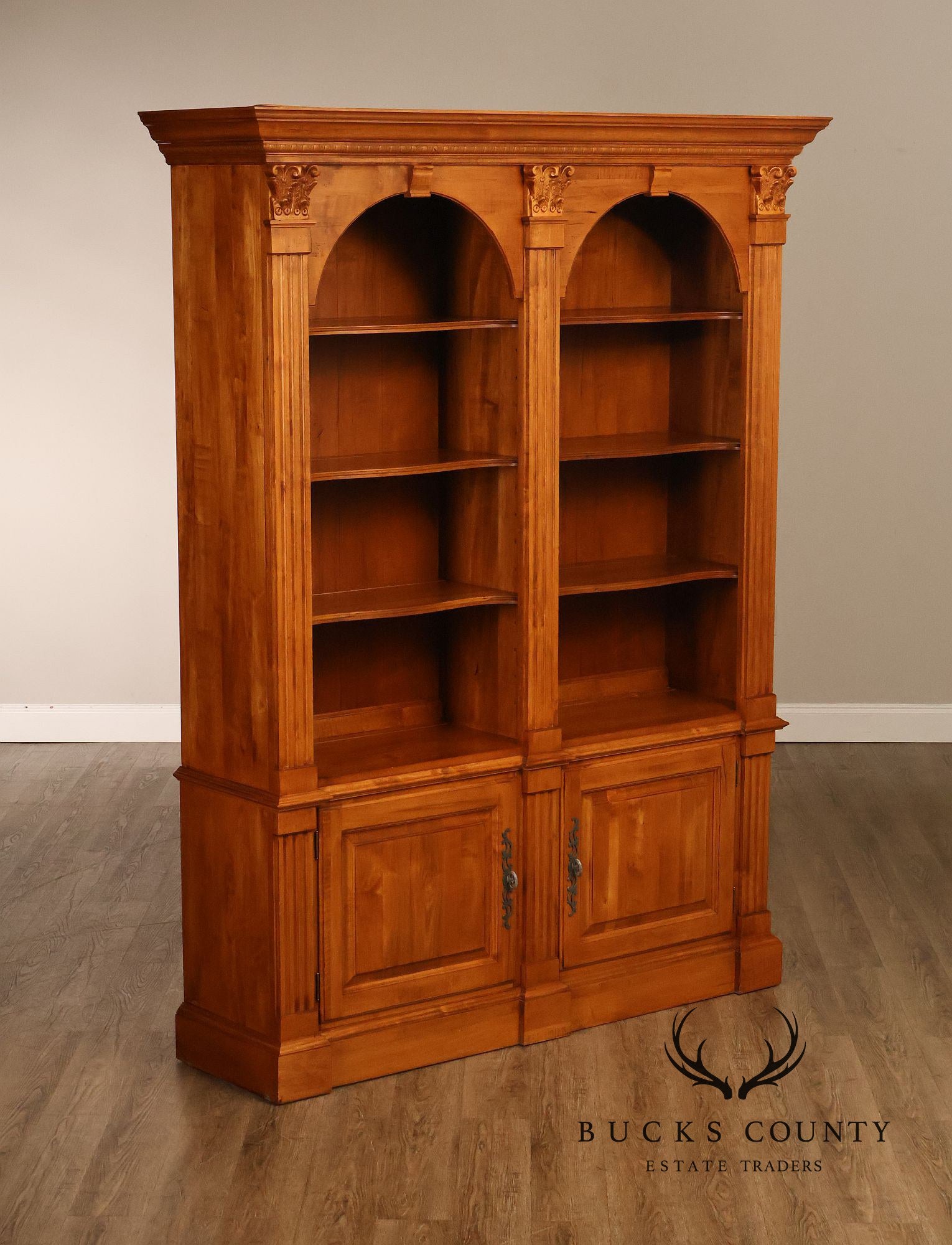 ETHAN ALLEN 'LEGACY' DOUBLE ARCHED BOOKCASE
