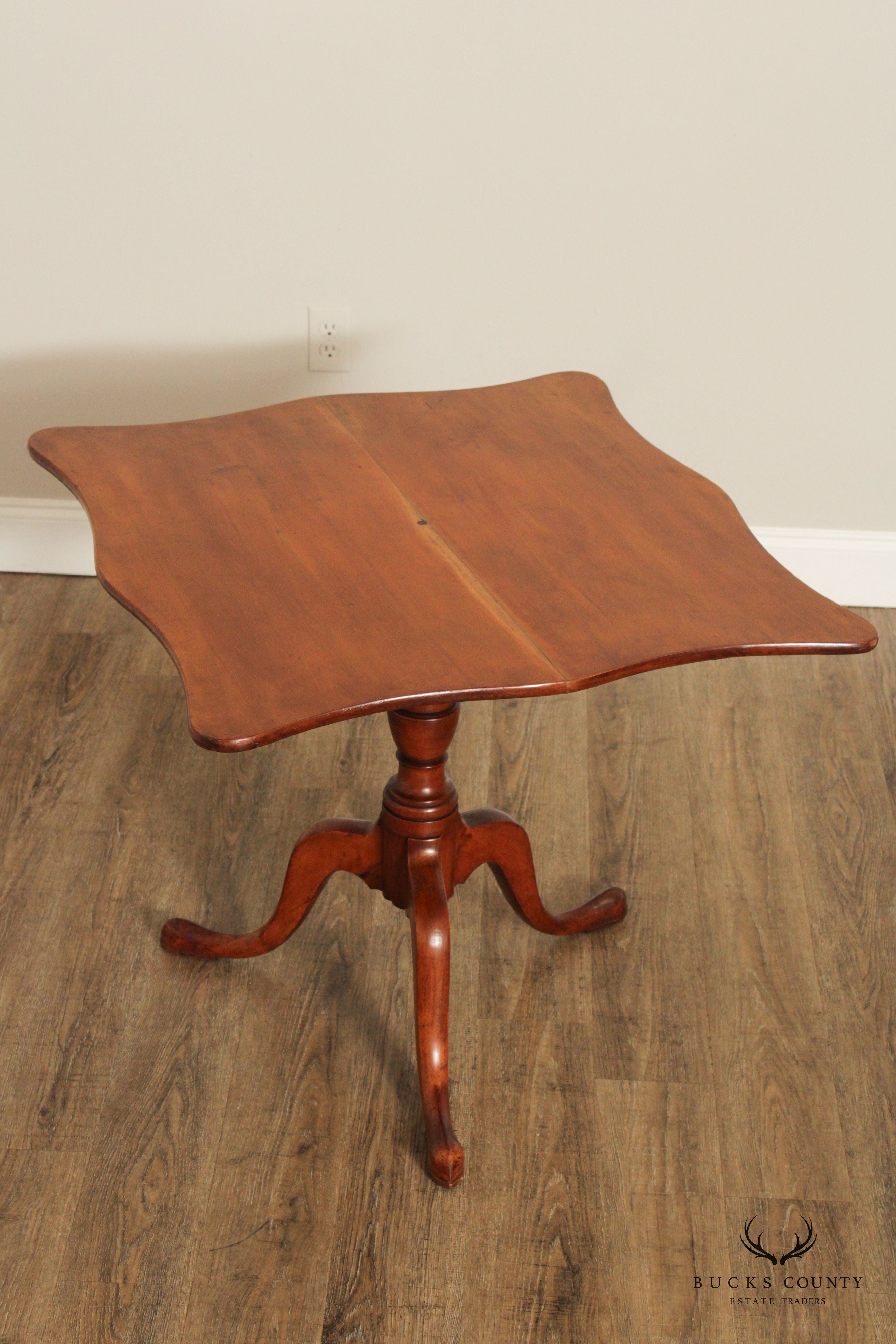 Antique Early American Cherry Tilt Top Tea Table