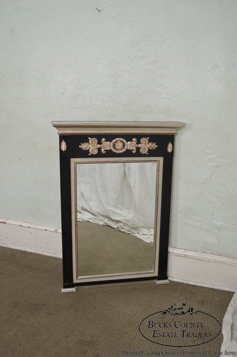 Regency Style Black & Silver Gilt Trumeau Mirror