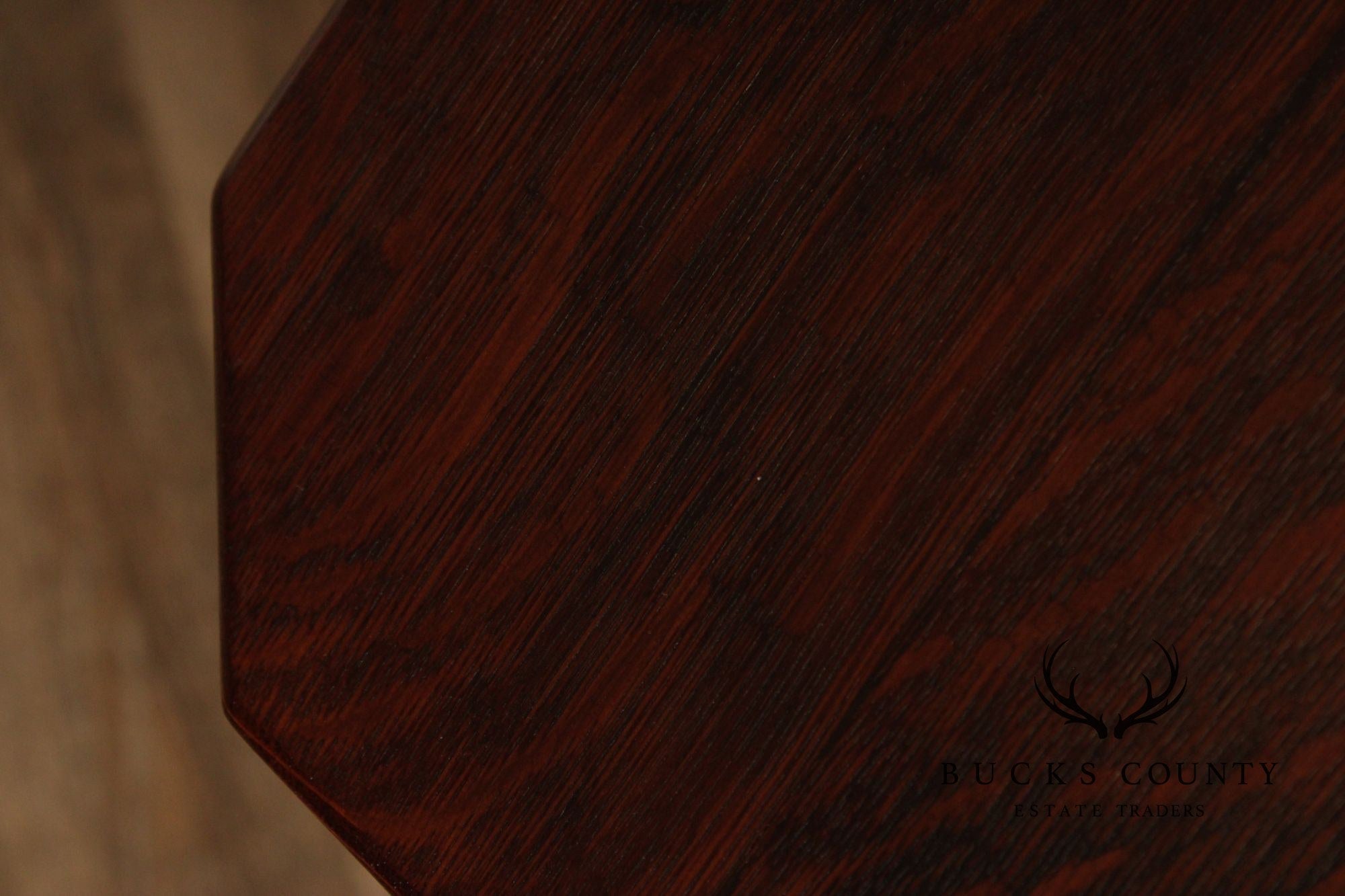 Arts and Crafts Antique Pair of Oak Cut-Out Taboret Side Tables