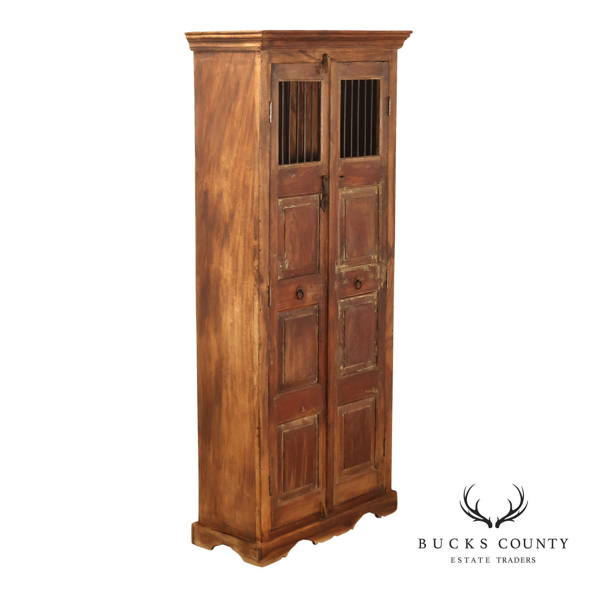 Antique Indian Teak and Wrought Iron Cabinet