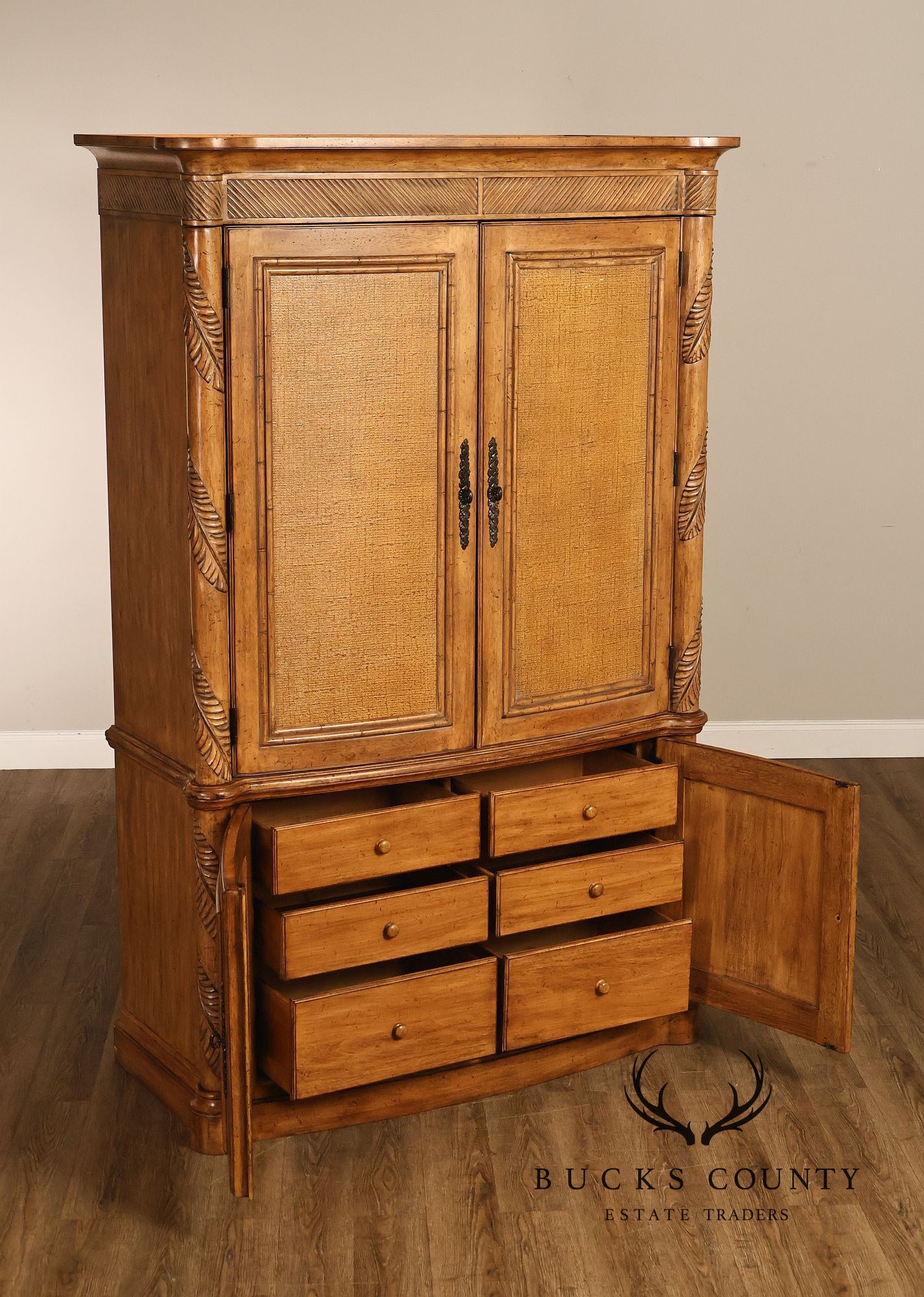 Tommy Bahama Home By Lexington Bow Front Linen Press Storage Armoire Cabinet