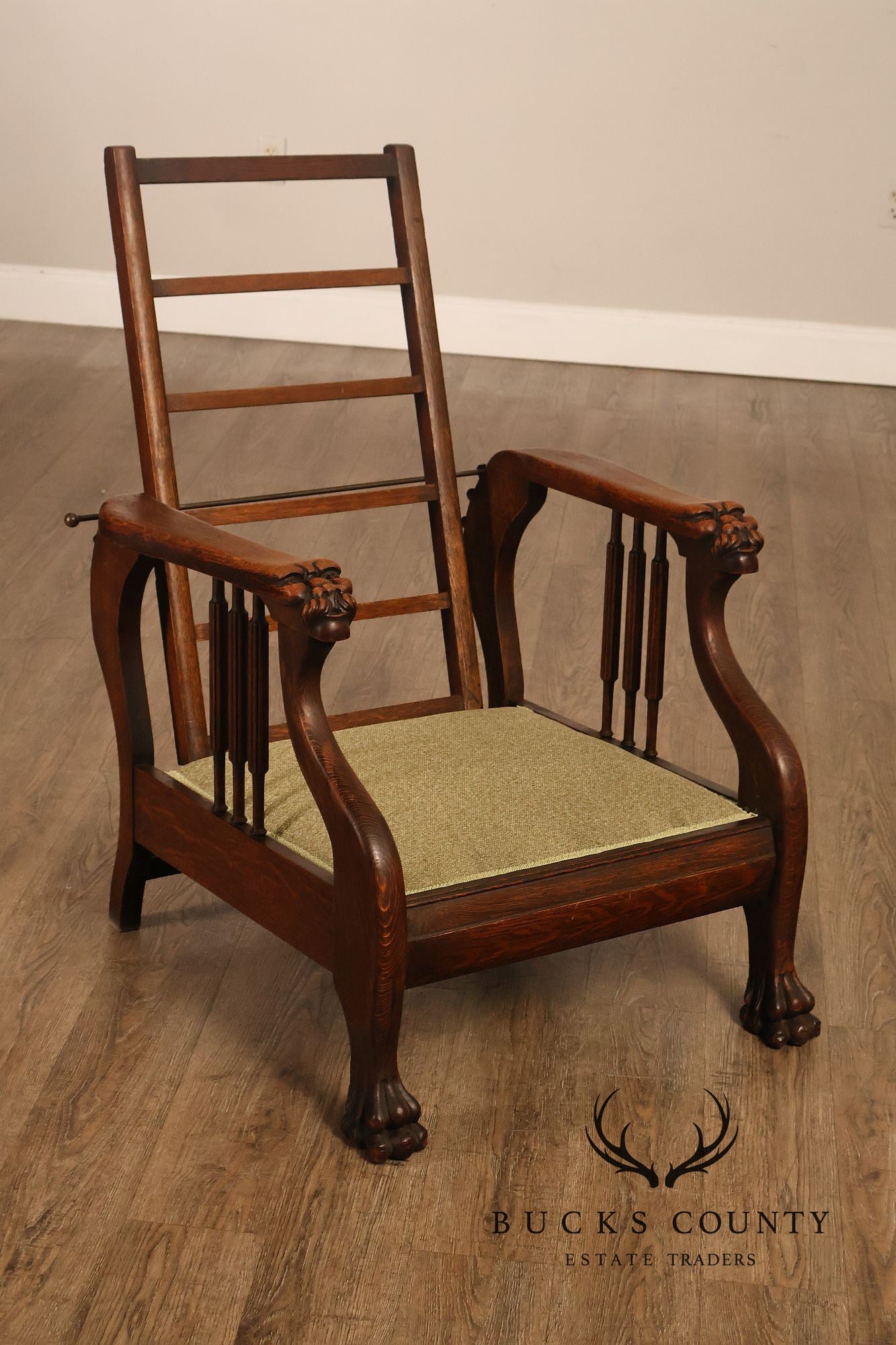 Antique Victorian Oak Morris Reclining Chair