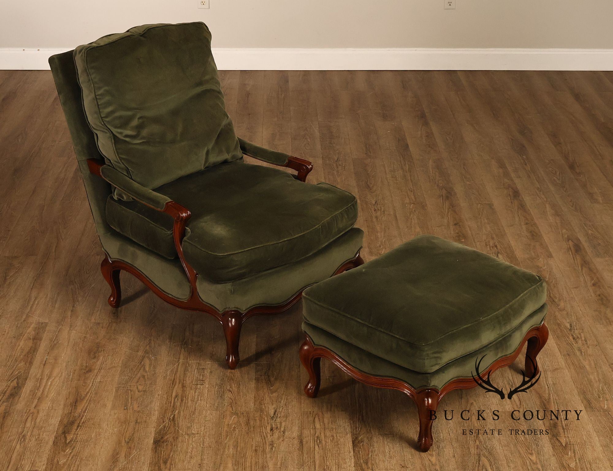 Hickory Chair Mark Hampton Collection Louis XV Style Upholstered Lounge Chair And Ottoman