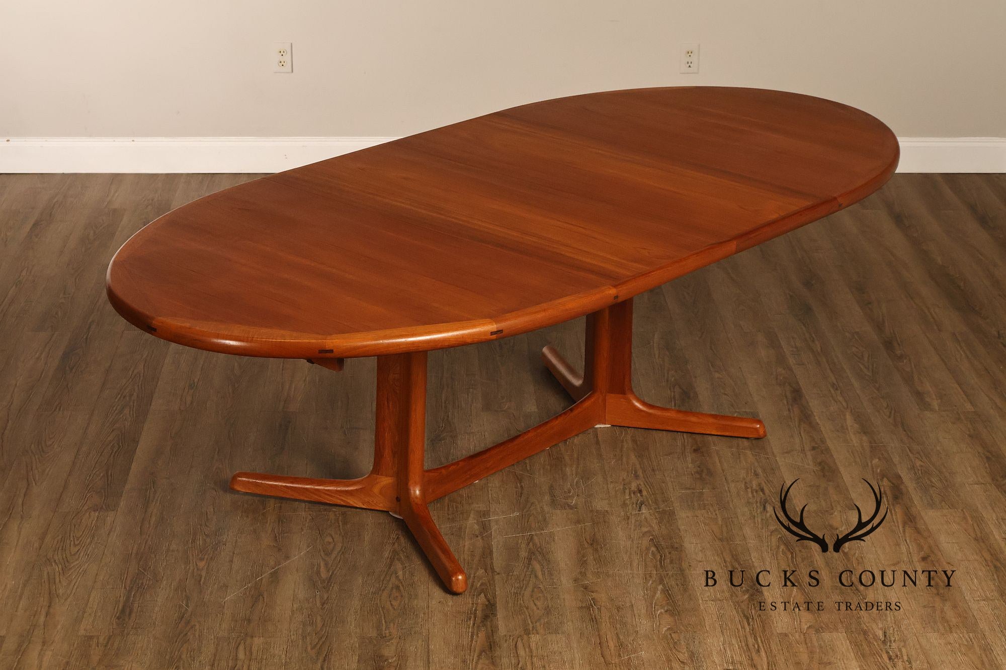 Dyrlund Danish Modern Teak Oval Extension Dining Table