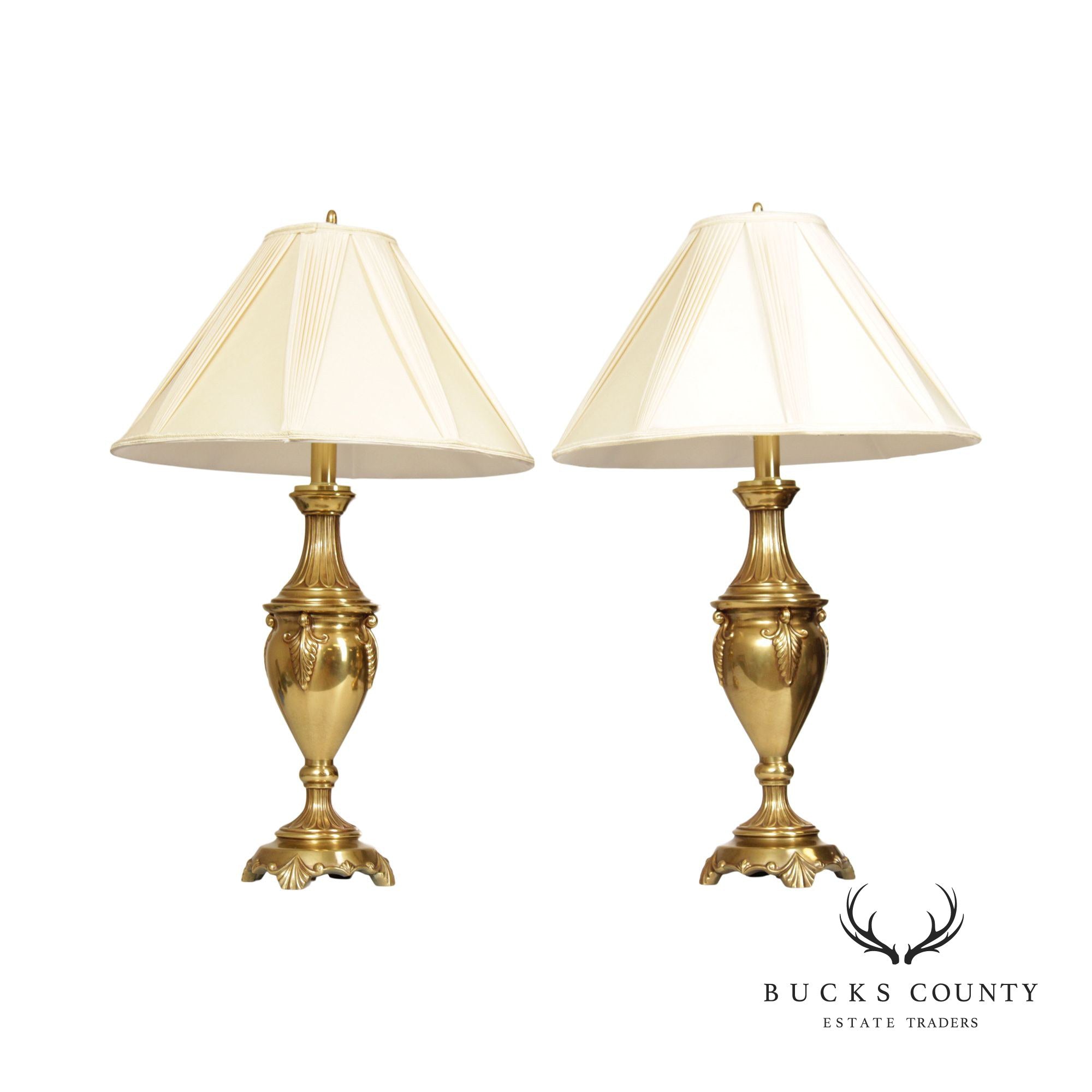 Pair of Traditional Polished Brass Urn Style Lamps